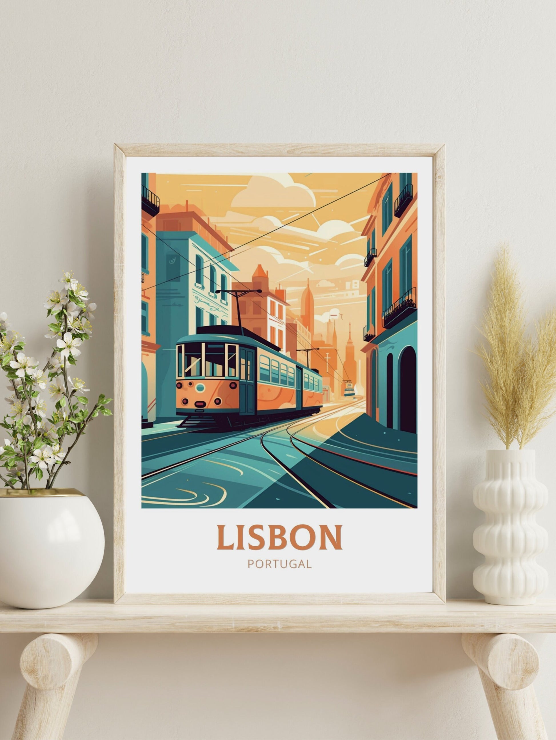 Lisbon Portugal Travel Poster | Lisbon Illustration | Lisbon Wall Art | Portugal Poster | Lisbon Tram Poster | Lisbon Art Poster | ID 196