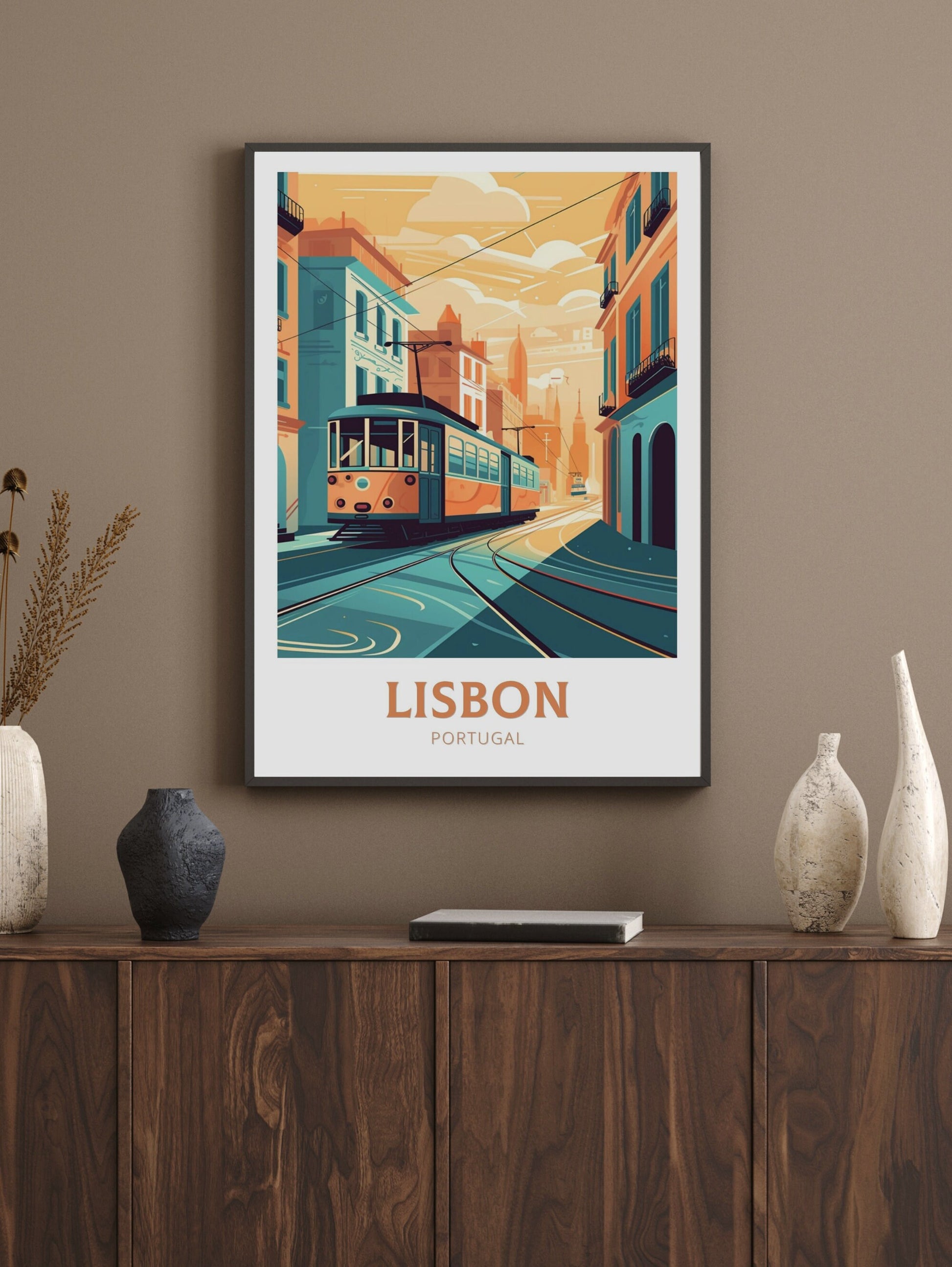 Lisbon Portugal Travel Poster | Lisbon Illustration | Lisbon Wall Art | Portugal Poster | Lisbon Tram Poster | Lisbon Art Poster | ID 196