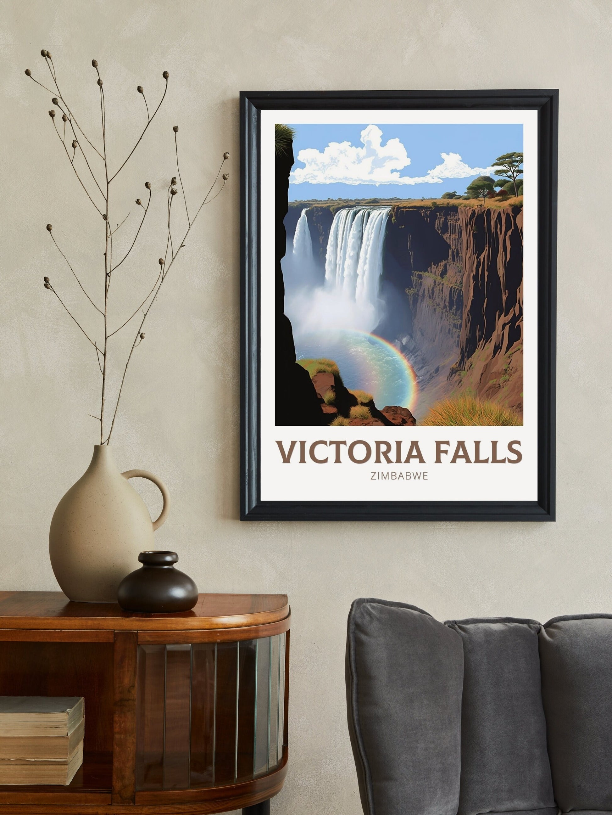 Victoria Falls Poster | Victoria Falls Travel Print | Victoria Falls Artwork | Africa Print | Victoria Falls Decor | Zimbabwe Print | ID 211