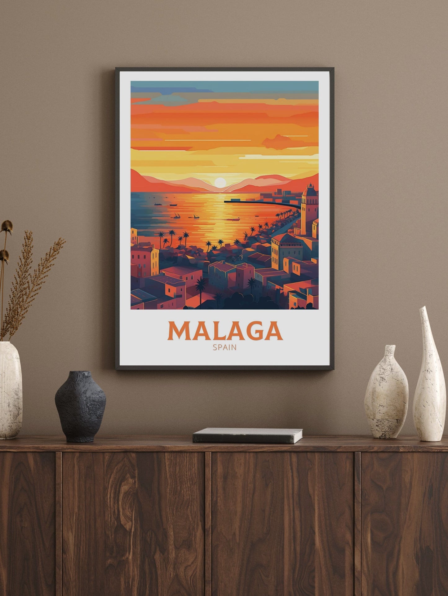 Malaga Poster | Malaga Print | Malaga Wall Art | Spain Travel Print | Malaga Illustration | Minimalist Cityscape | Spain Poster | ID 197