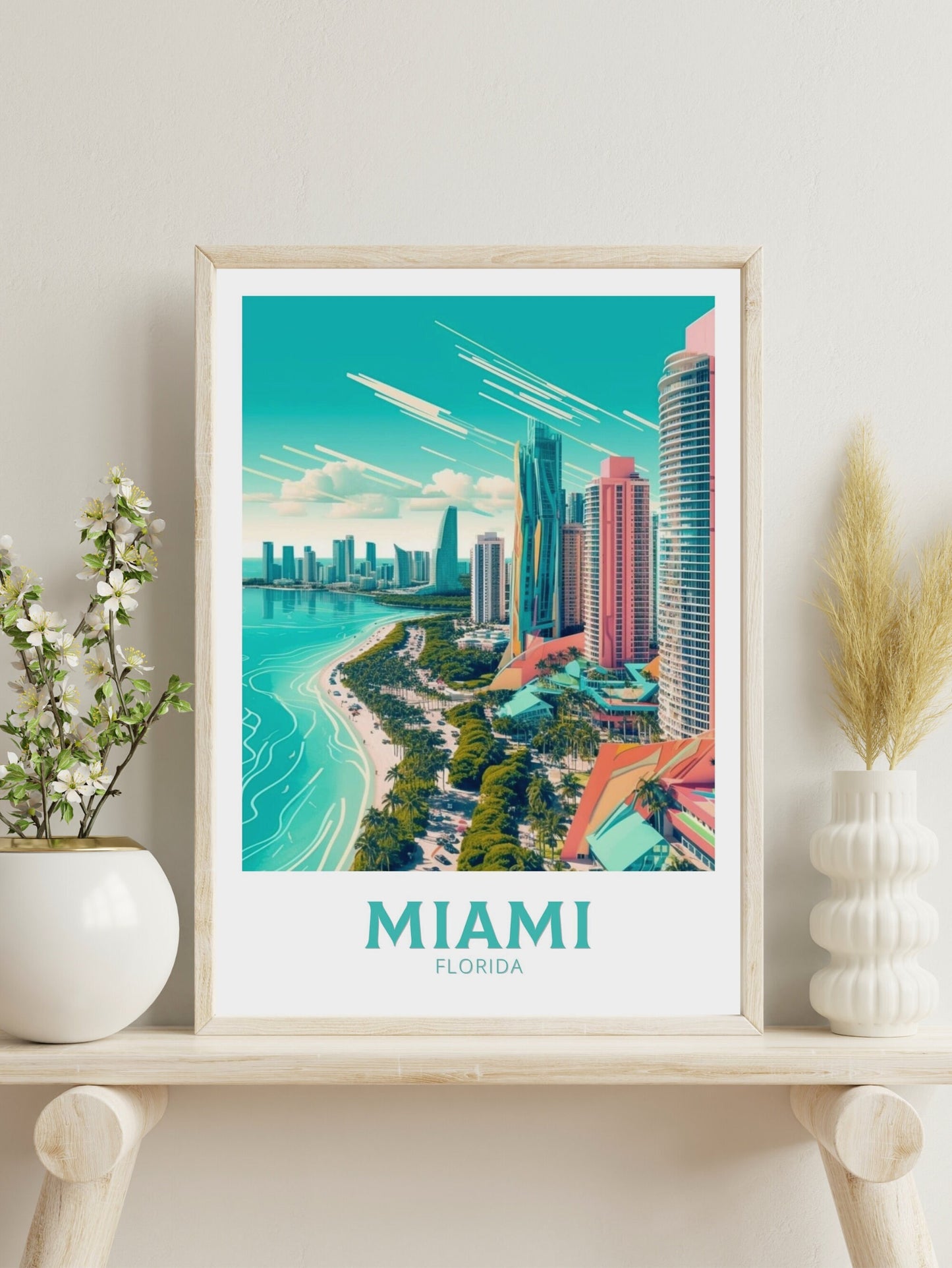 Miami Florida Travel Print | Miami Poster | Miami Design | Miami Wall Art | Miami Illustration | Miami Florida Poster | Miami Beach | ID 202