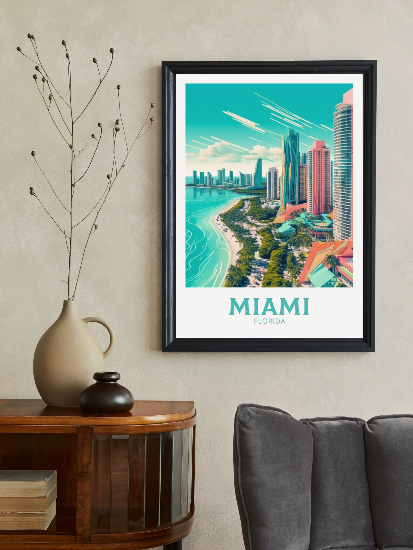 Miami Florida Travel Print | Miami Poster | Miami Design | Miami Wall Art | Miami Illustration | Miami Florida Poster | Miami Beach | ID 202