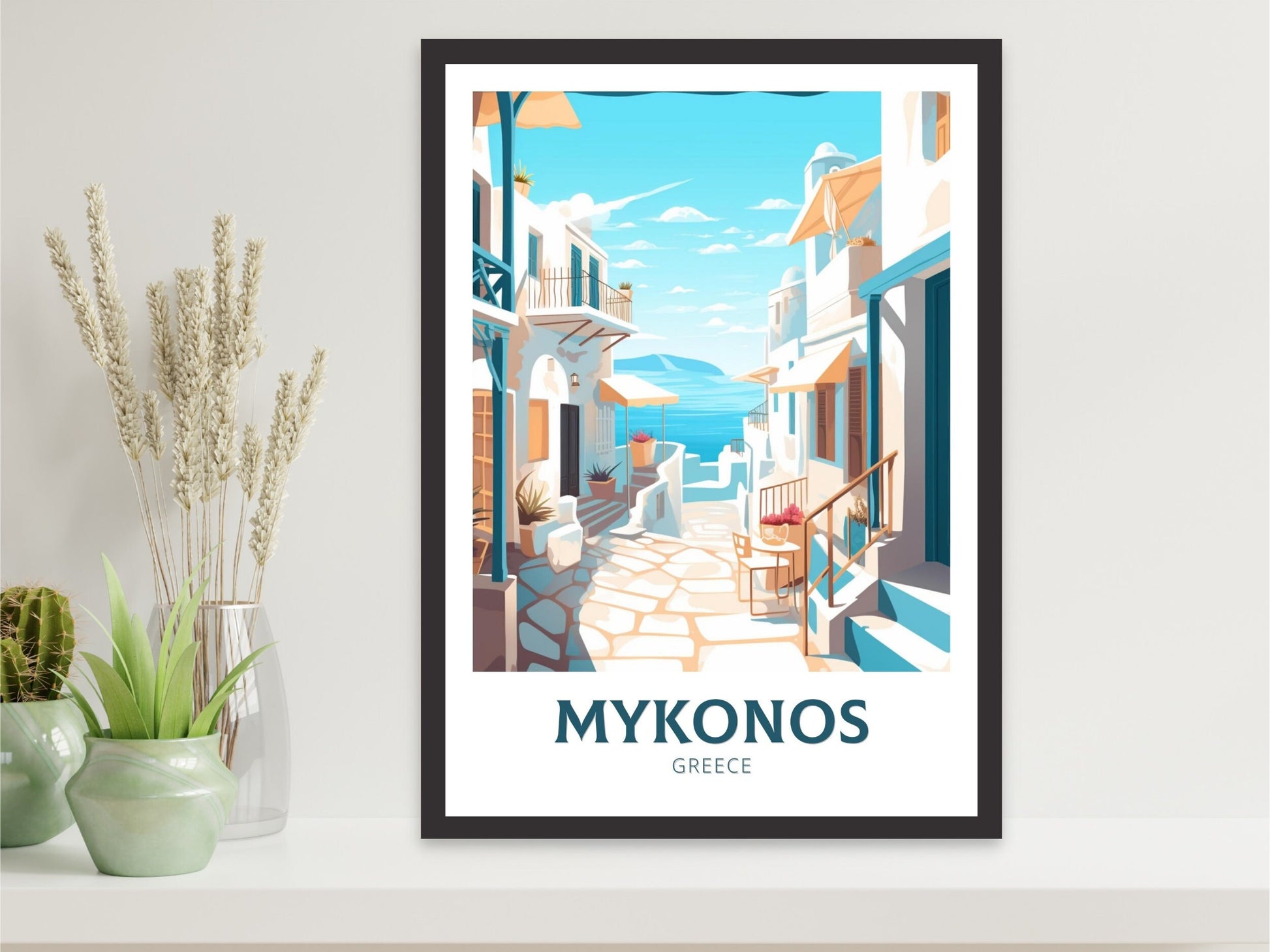 Mykonos Travel Poster | Mykonos Illustration | Mykonos Wall Art | Mykonos Poster | Greece Poster| Greece Home Décor | Mykonos Print | ID 203