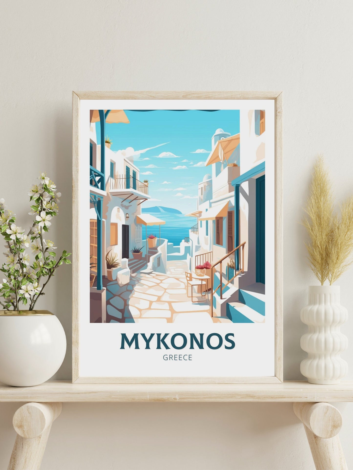 Mykonos Travel Poster | Mykonos Illustration | Mykonos Wall Art | Mykonos Poster | Greece Poster| Greece Home Décor | Mykonos Print | ID 203