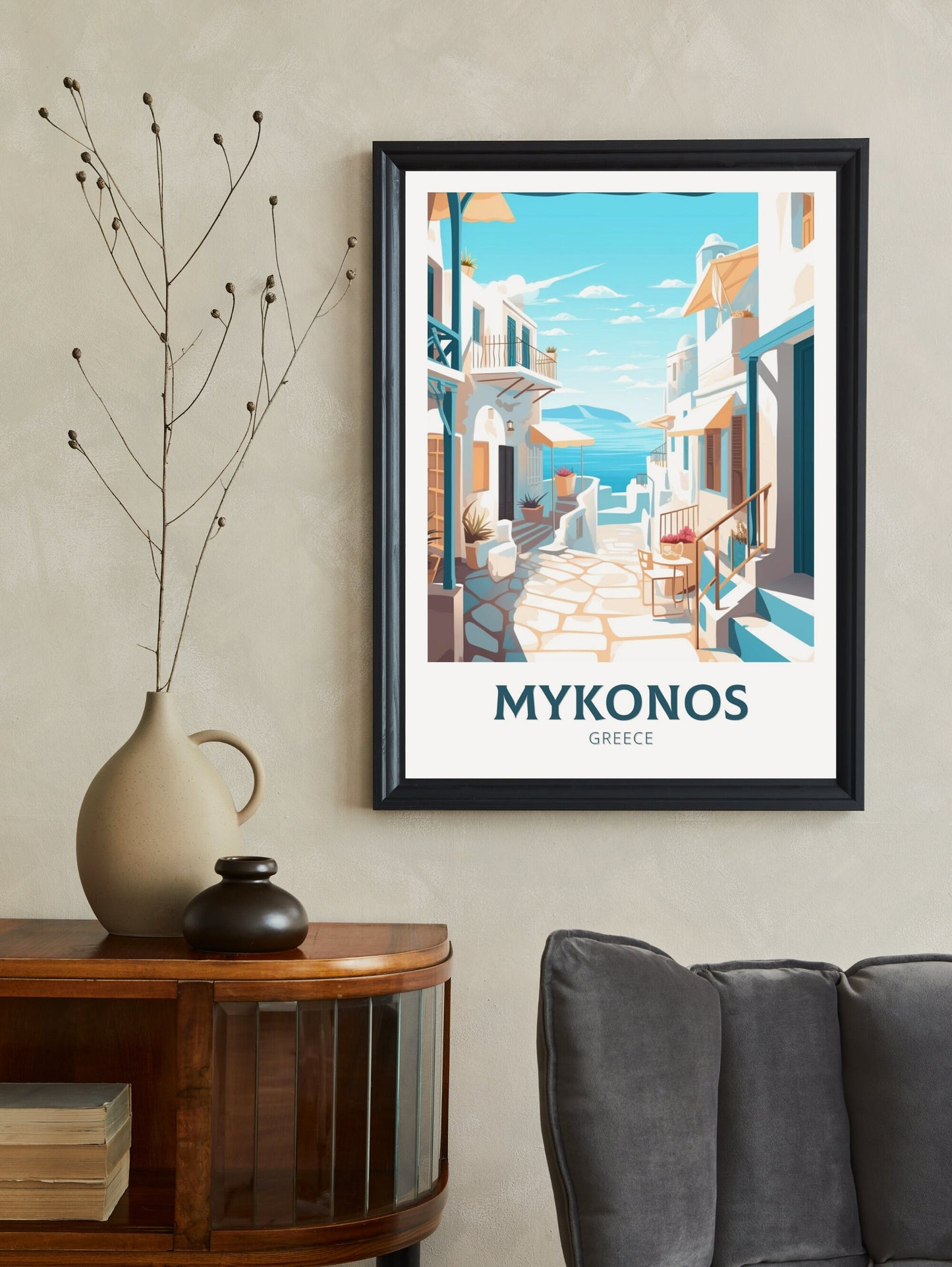 Mykonos Travel Poster | Mykonos Illustration | Mykonos Wall Art | Mykonos Poster | Greece Poster| Greece Home Décor | Mykonos Print | ID 203