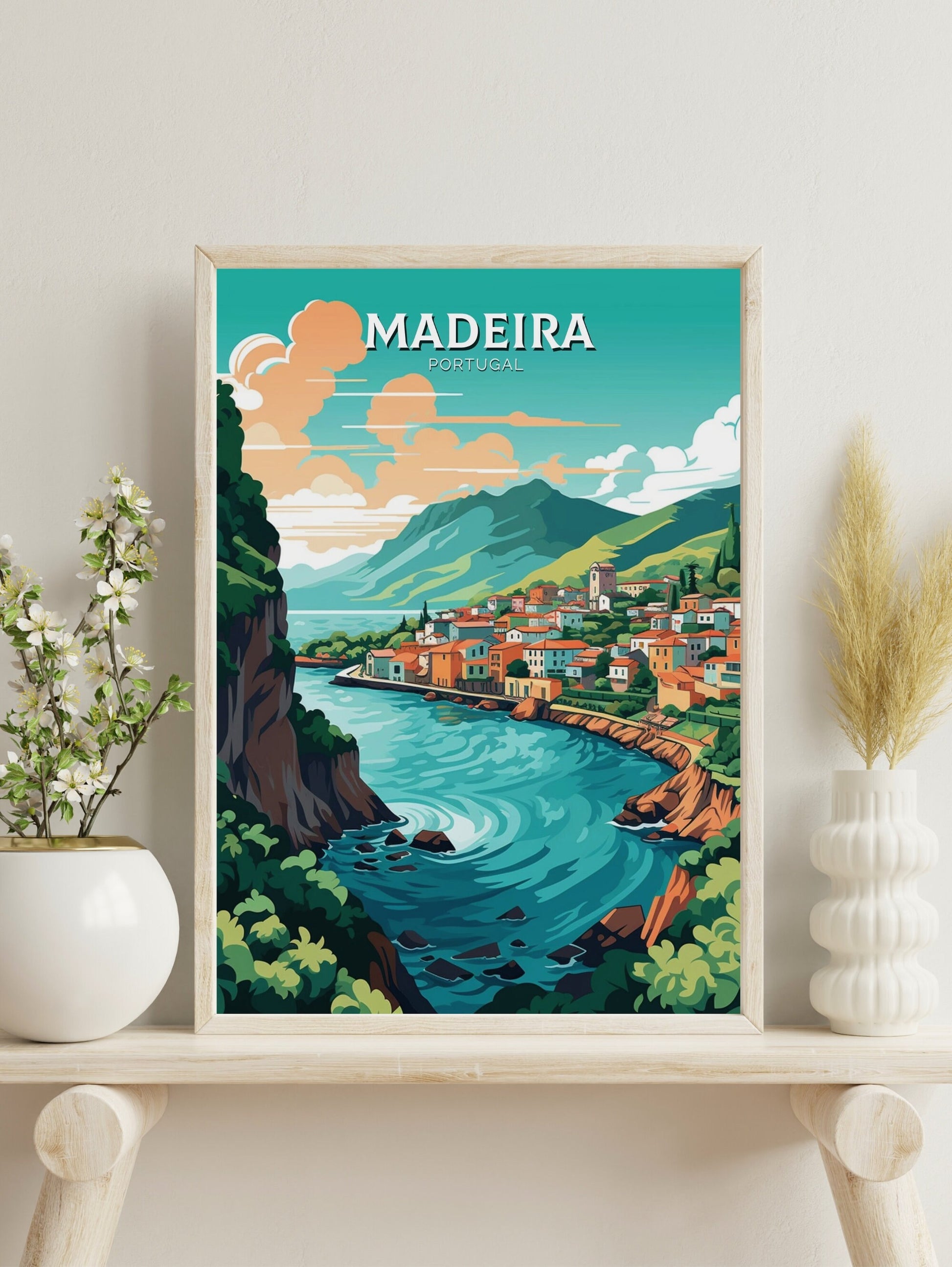 Madeira Travel Poster | Madeira Illustration | Madeira Wall Art | Portugal Poster | Madeira Travel Print | Madeira Art Poster | ID 212