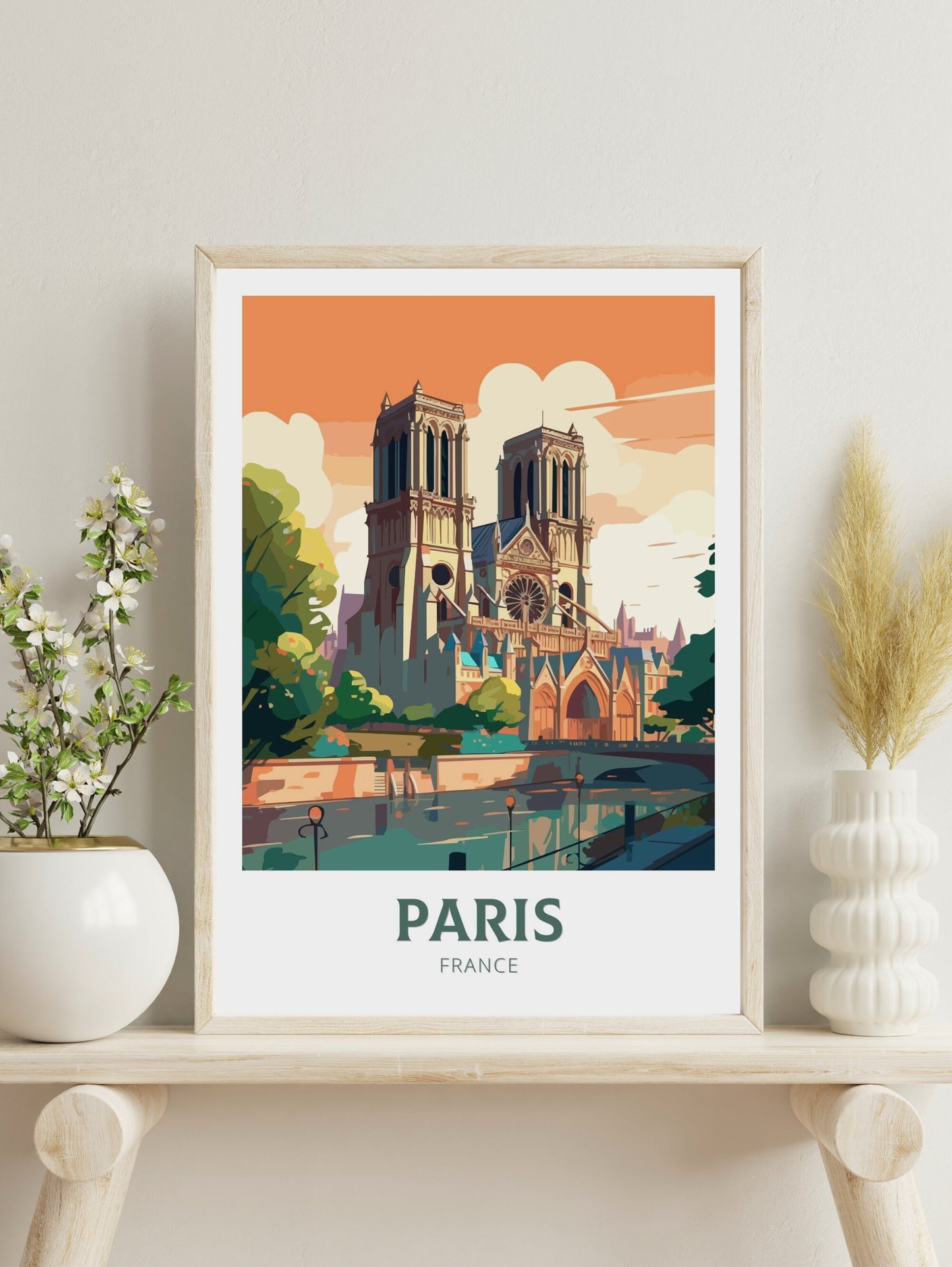 Paris Travel Poster | Paris Illustration | Paris Wall Art | France Poster | Paris Poster | Paris France Art Poster | Notre Dame | ID 205