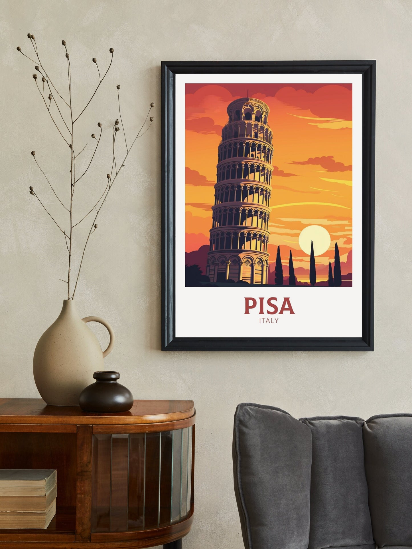 Pisa Print | Pisa Tower Poster | Leaning Tower of Pisa | Pisa Illustration | Pisa Italy | Tower Poster | Pisa Wall Art Poster | ID 207