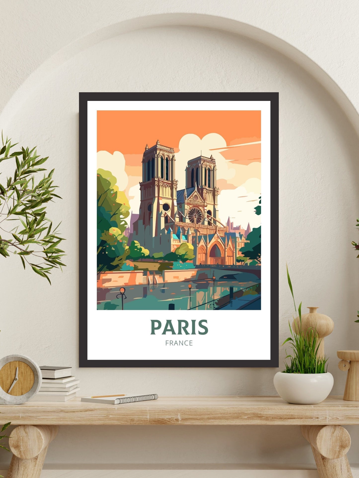 Paris Travel Poster | Paris Illustration | Paris Wall Art | France Poster | Paris Poster | Paris France Art Poster | Notre Dame | ID 205