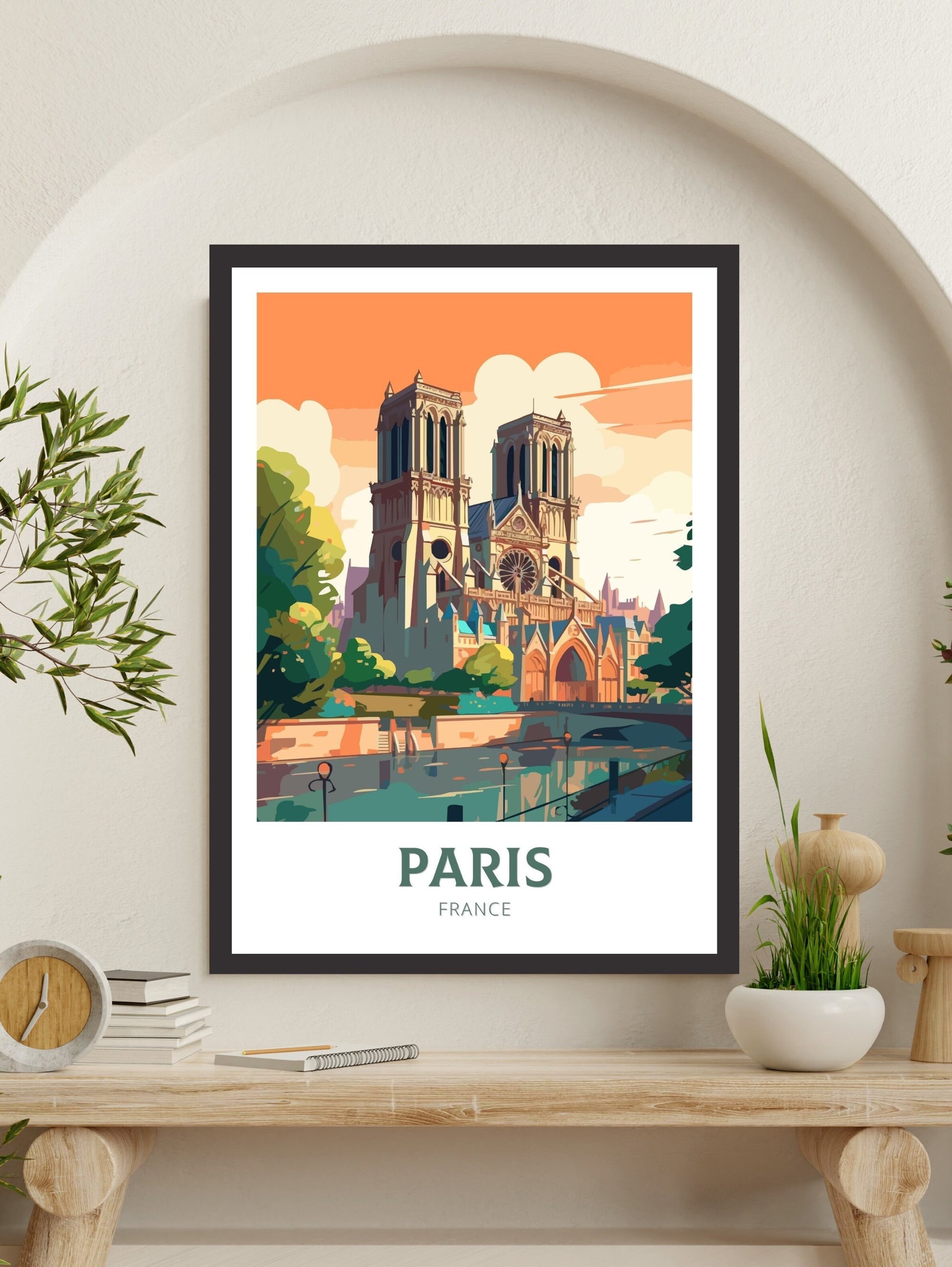 Paris Travel Poster | Paris Illustration | Paris Wall Art | France Poster | Paris Poster | Paris France Art Poster | Notre Dame | ID 205