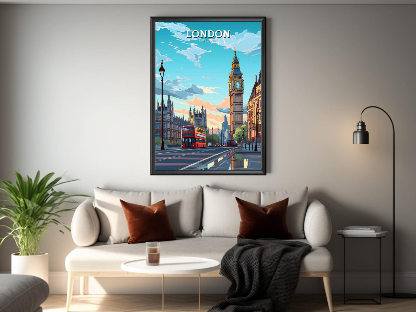 London Travel Print | London Illustration | London Wall Art | London Big Ben | London Travel Poster | London Home Decor | ID 214