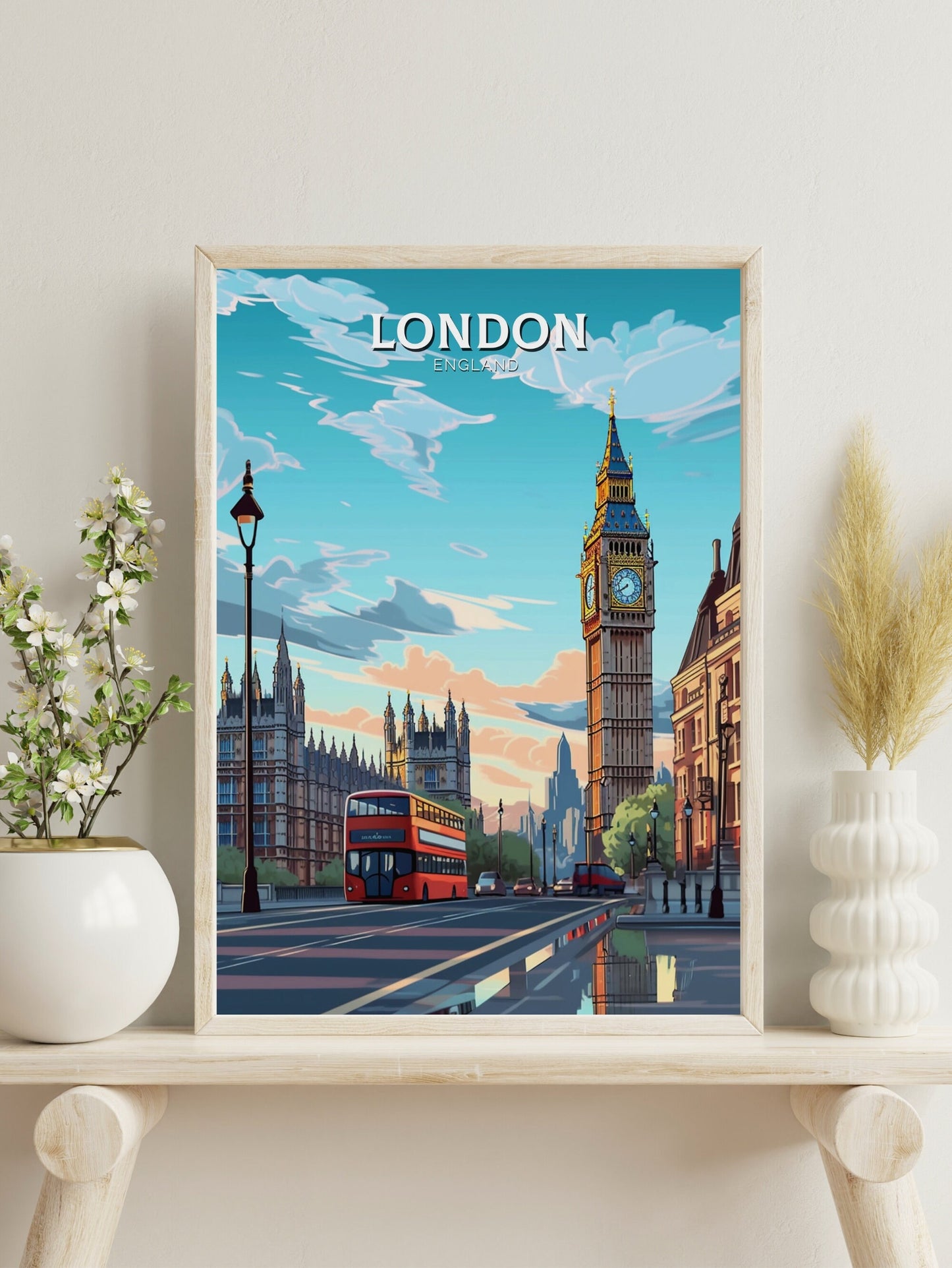 London Travel Print | London Illustration | London Wall Art | London Big Ben | London Travel Poster | London Home Decor | ID 214