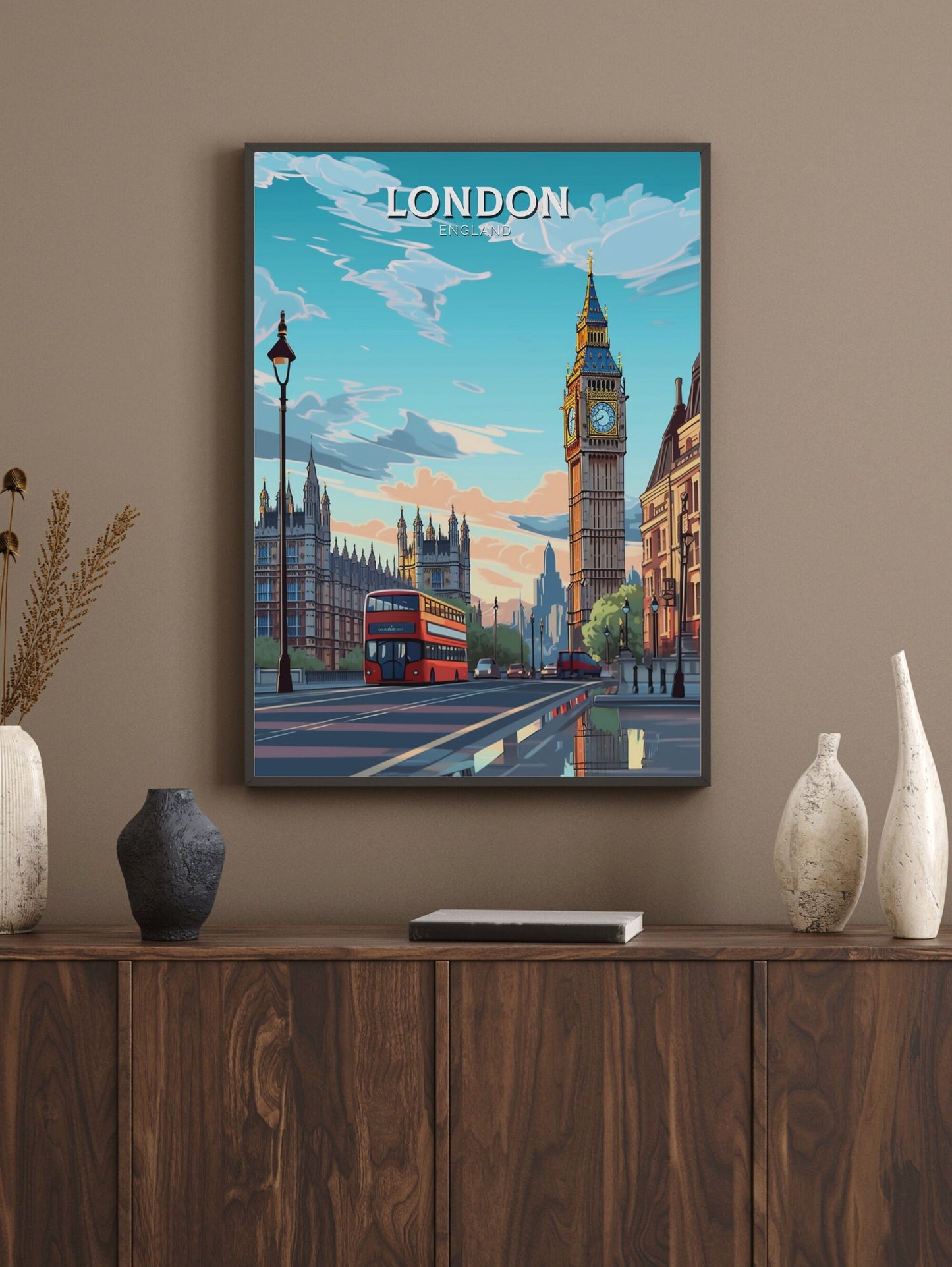 London Travel Print | London Illustration | London Wall Art | London Big Ben | London Travel Poster | London Home Decor | ID 214