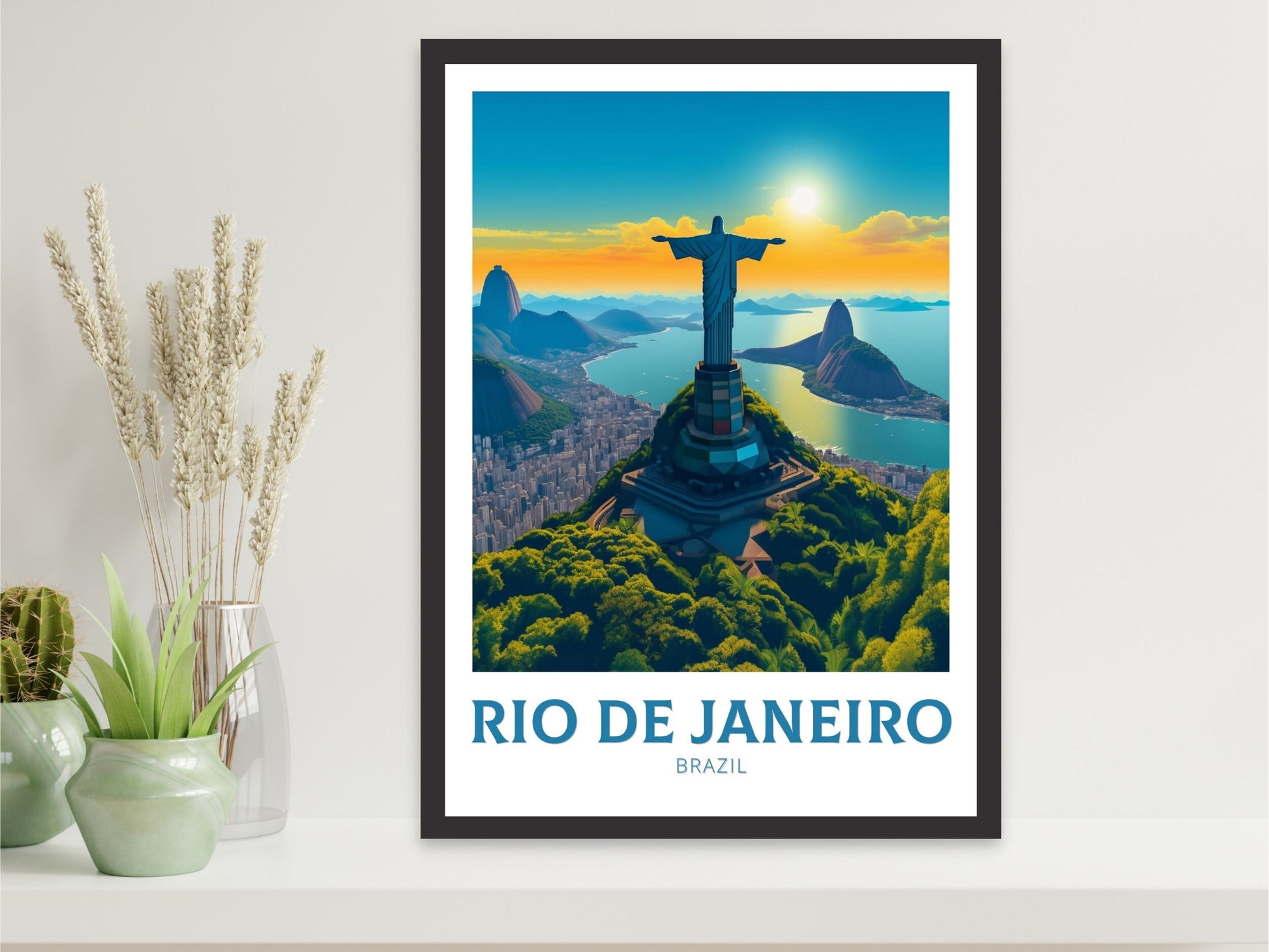 Rio De Janeiro Travel Print | Rio De Janeiro Poster | Brazil Wall Art | Rio De Janeiro Brazil Travel Poster| Housewarming gift | ID 222