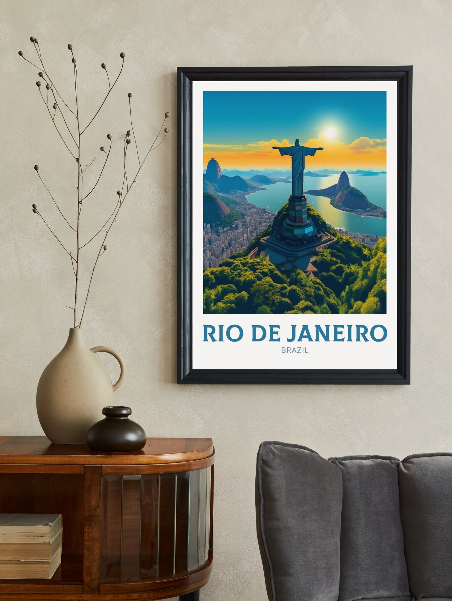 Rio De Janeiro Travel Print | Rio De Janeiro Poster | Brazil Wall Art | Rio De Janeiro Brazil Travel Poster| Housewarming gift | ID 222