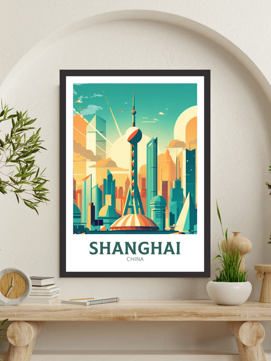 Shanghai Poster | Shanghai Print | Shanghai Illustration | Travel Poster | Shanghai Poster | Shanghai Hanging Print | ID 227