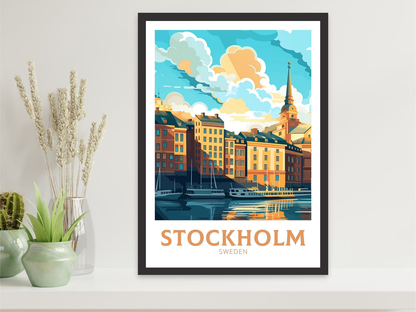 Stockholm Travel Print | Stockholm Poster | Stockholm Design | Stockholm WallArt | Sweden Illustration | Sweden Poster | Sweden Art | ID 244