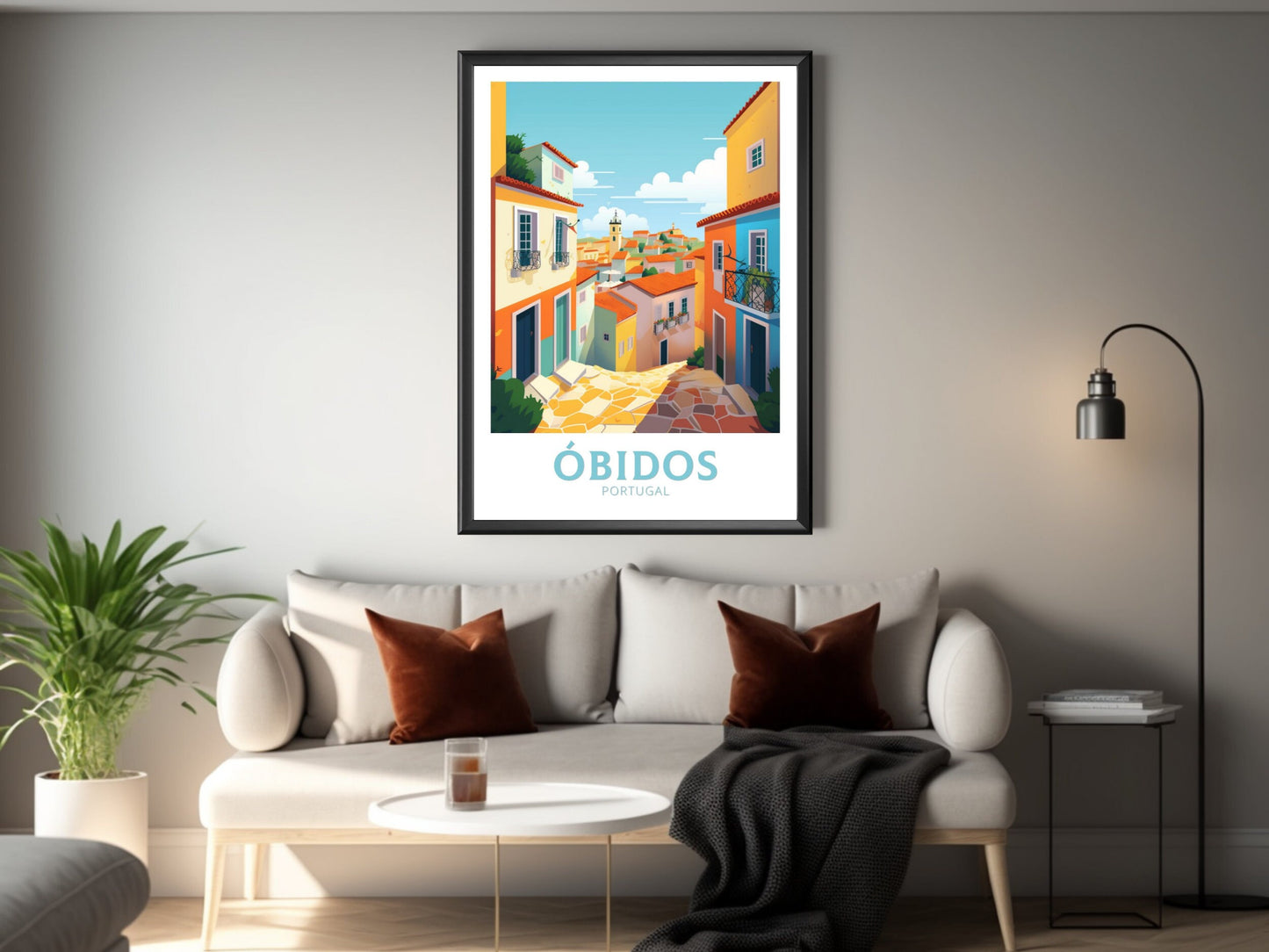 Óbidos Travel Poster | Óbidos Travel Print | Óbidos Wall Art | Óbidos Illustration | Portugal Travel Poster | Portugal Artwork | ID 176