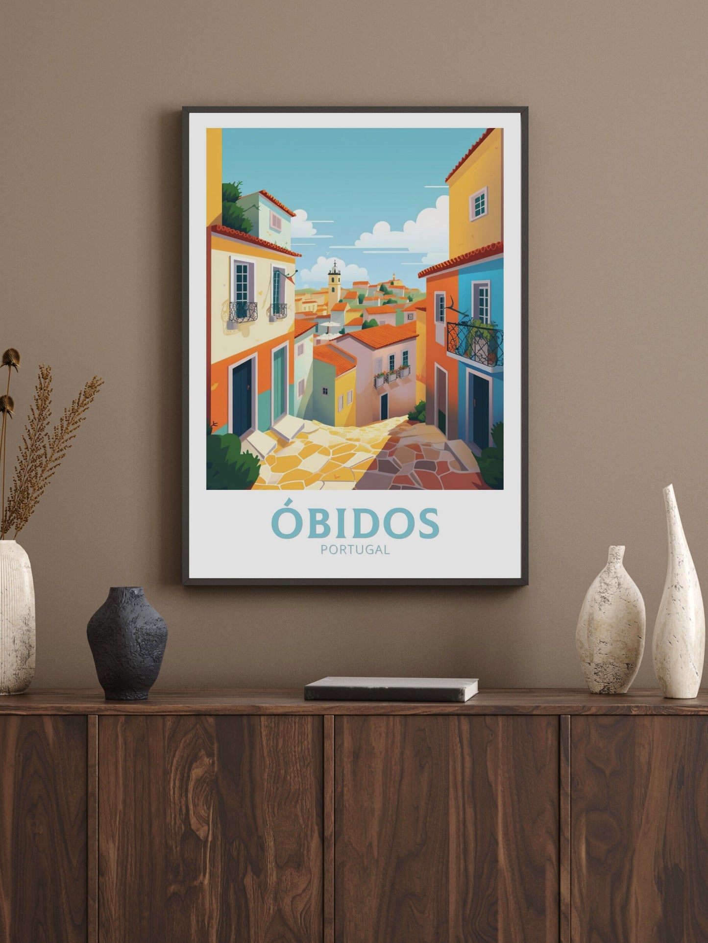 Óbidos Travel Poster | Óbidos Travel Print | Óbidos Wall Art | Óbidos Illustration | Portugal Travel Poster | Portugal Artwork | ID 176