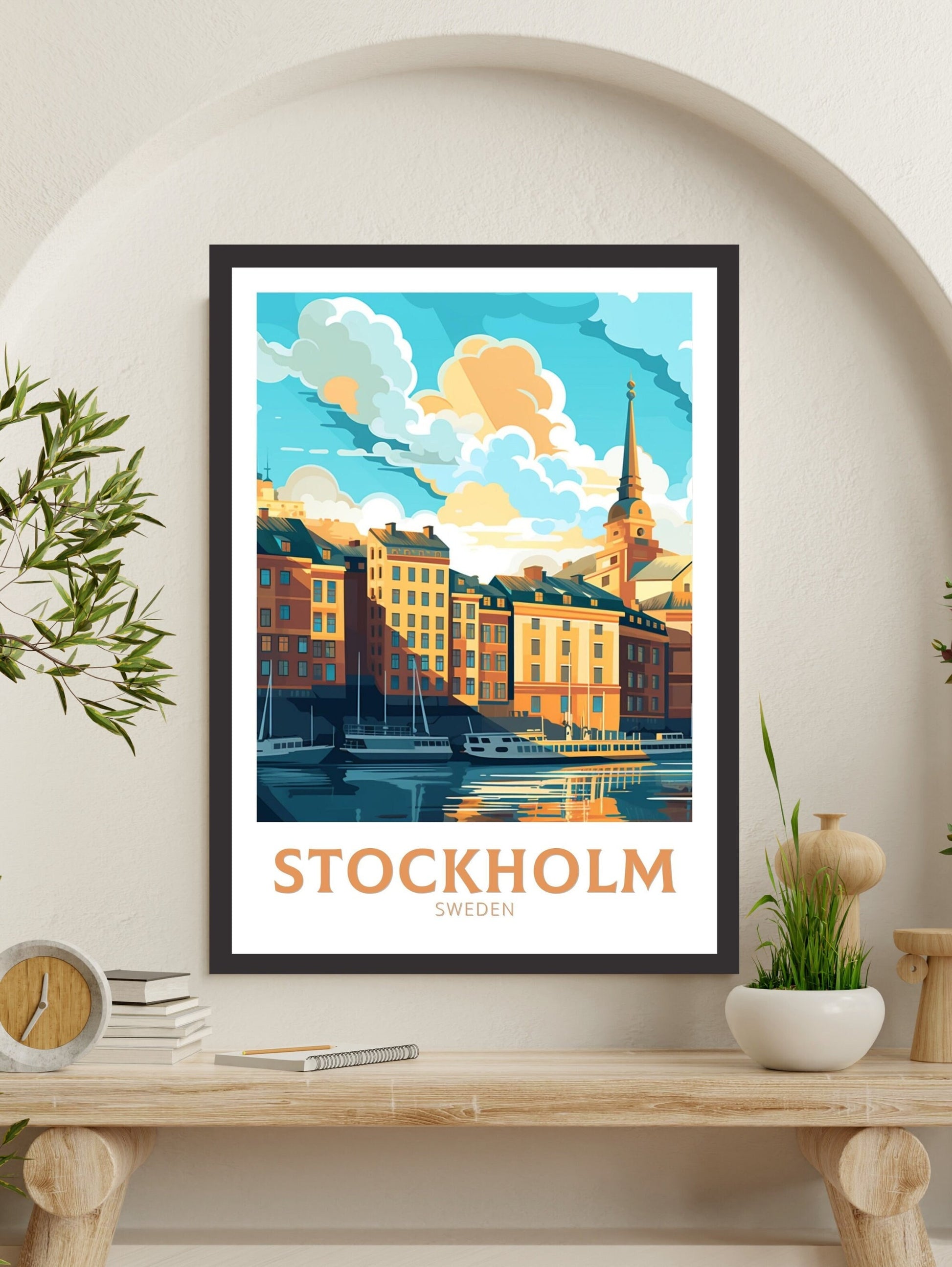 Stockholm Travel Print | Stockholm Poster | Stockholm Design | Stockholm WallArt | Sweden Illustration | Sweden Poster | Sweden Art | ID 244