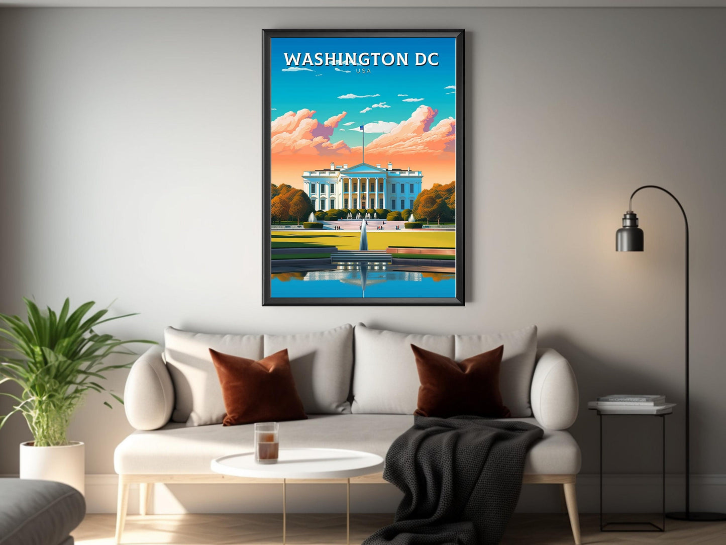 Washington D.C. Travel Print | Washington DC Poster | Washington Illustration | D.C. Wall Art | White House Print | USA Print | ID 231