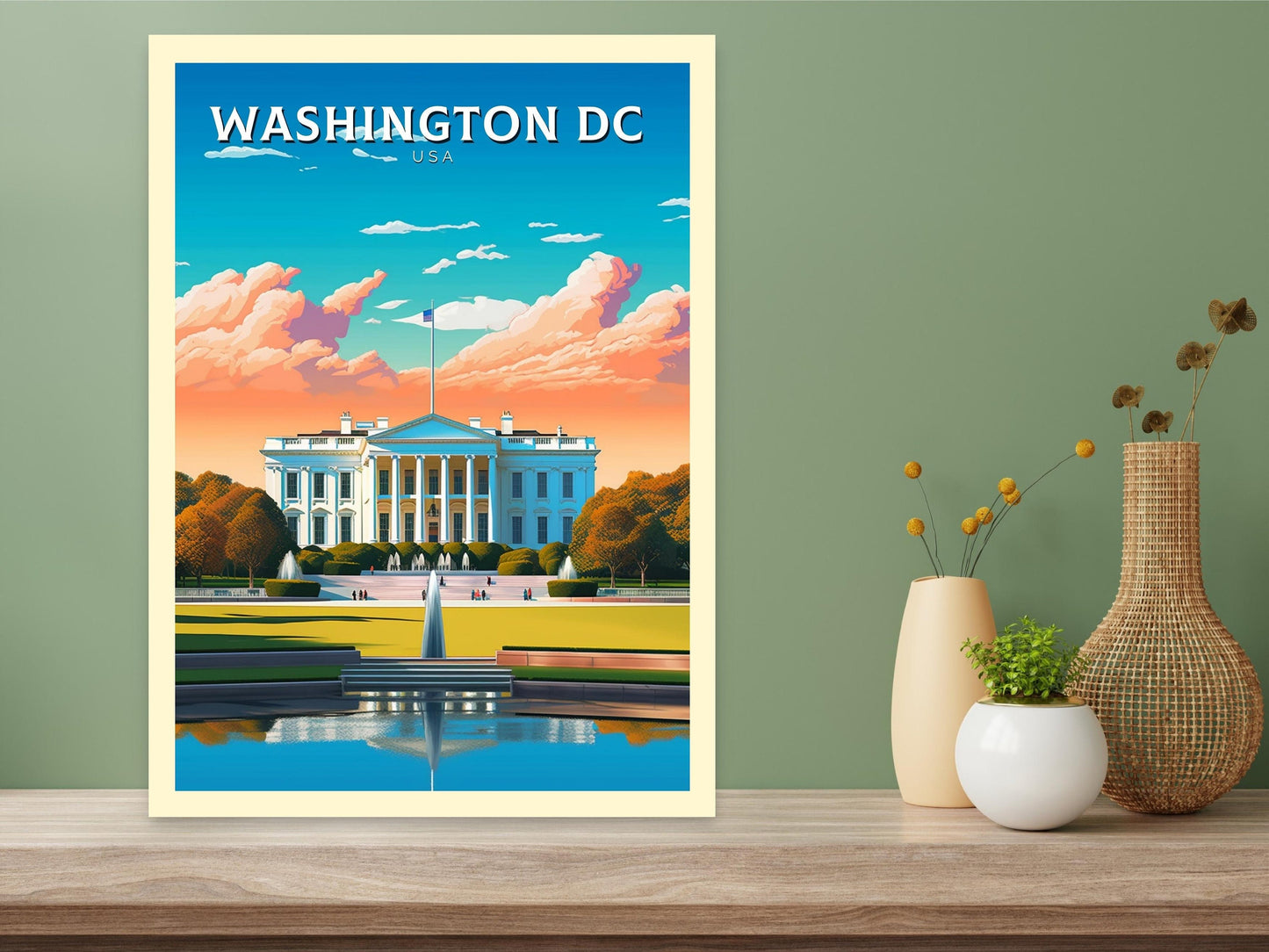 Washington D.C. Travel Print | Washington DC Poster | Washington Illustration | D.C. Wall Art | White House Print | USA Print | ID 231