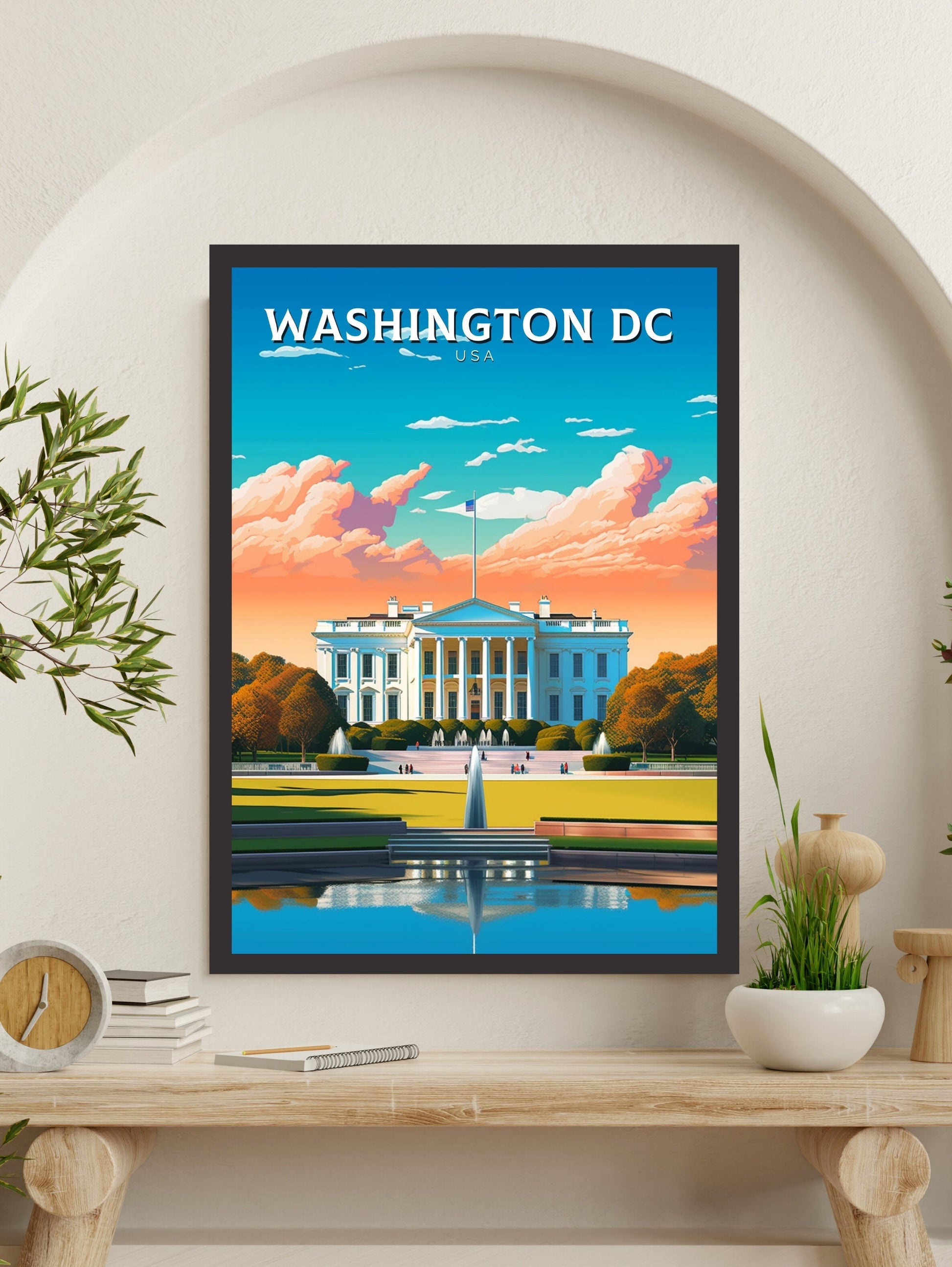 Washington D.C. Travel Print | Washington DC Poster | Washington Illustration | D.C. Wall Art | White House Print | USA Print | ID 231