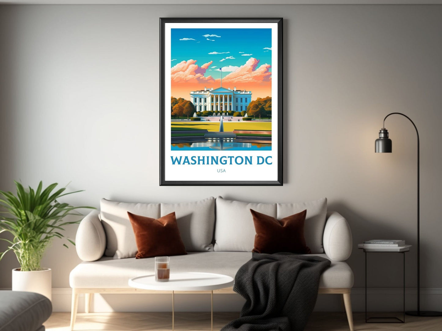 Washington DC Poster | Washington D.C. Travel Print | Washington Illustration | D.C. Wall Art | White House Print | USA Print | ID 232