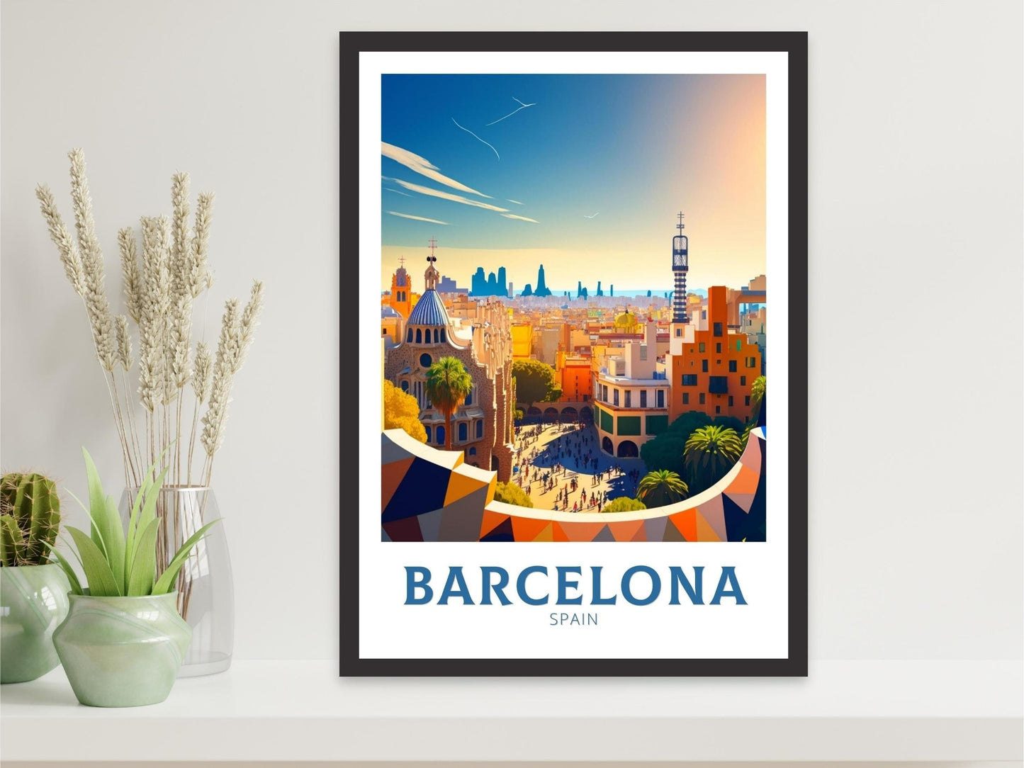 Barcelona Poster | Barcelona Travel Print | Barcelona Illustration | Barcelona Wall Art | Spain Print | Barcelona Print| City Print | ID 122