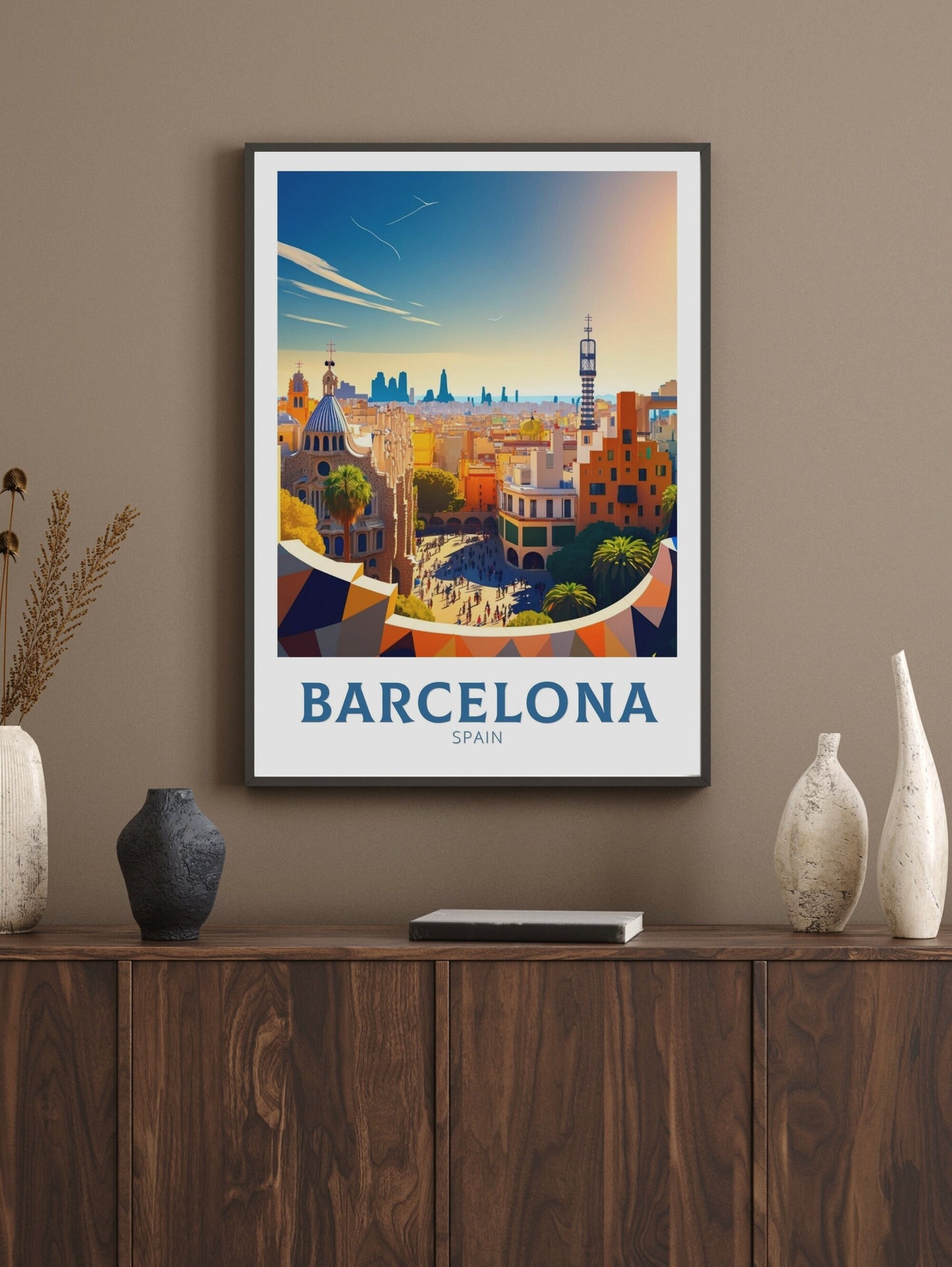 Barcelona Poster | Barcelona Travel Print | Barcelona Illustration | Barcelona Wall Art | Spain Print | Barcelona Print| City Print | ID 122