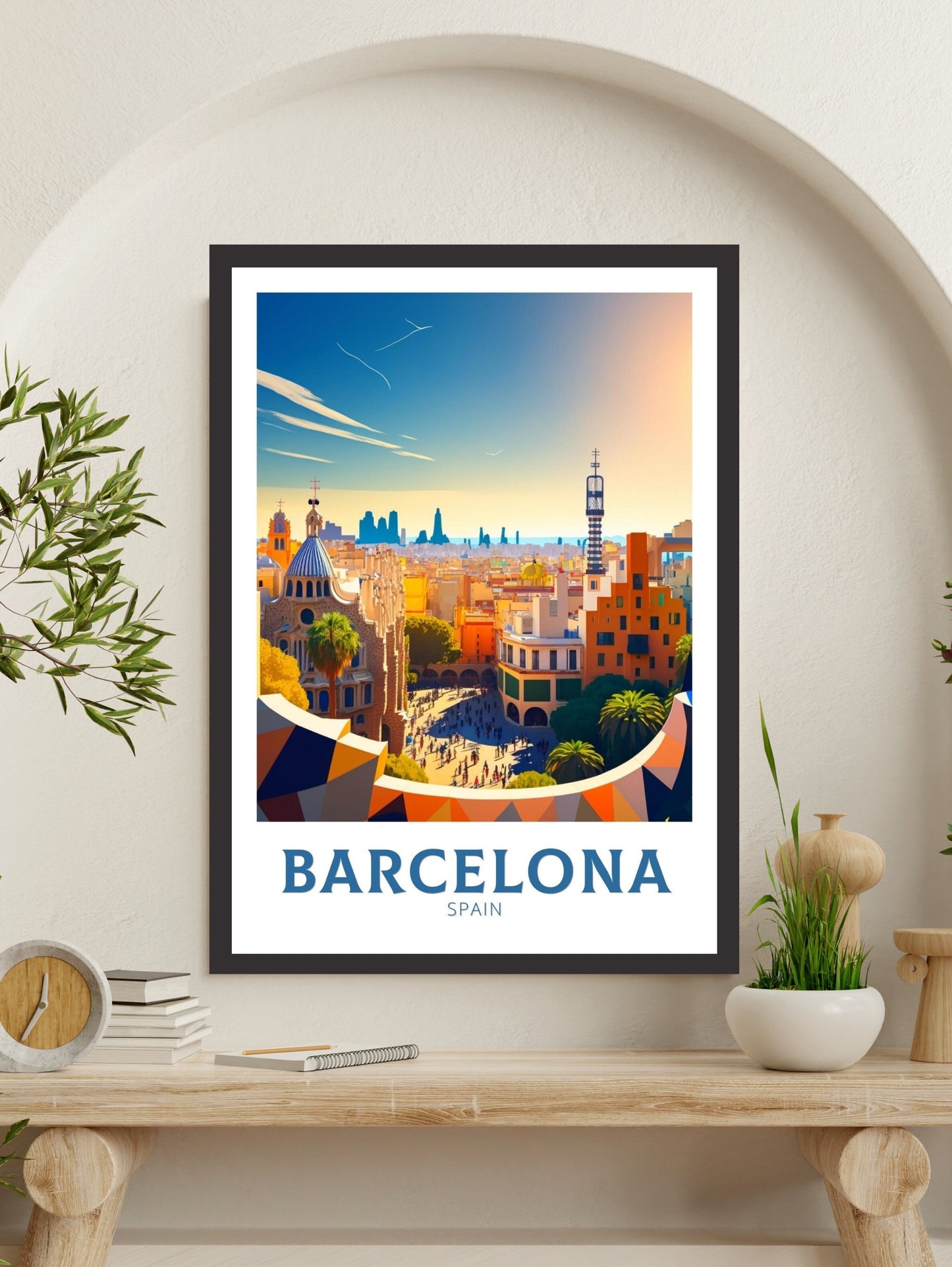 Barcelona Poster | Barcelona Travel Print | Barcelona Illustration | Barcelona Wall Art | Spain Print | Barcelona Print| City Print | ID 122