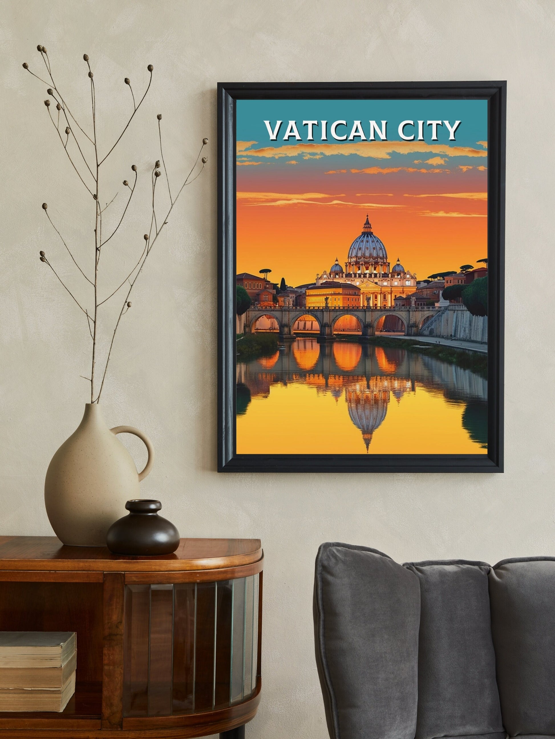 Vatican Sunset Print | Vatican Travel Poster | Travel Gifts | Vatican City Poster | Housewarming Gift | Vatican Art | Vatican Gift | ID 234