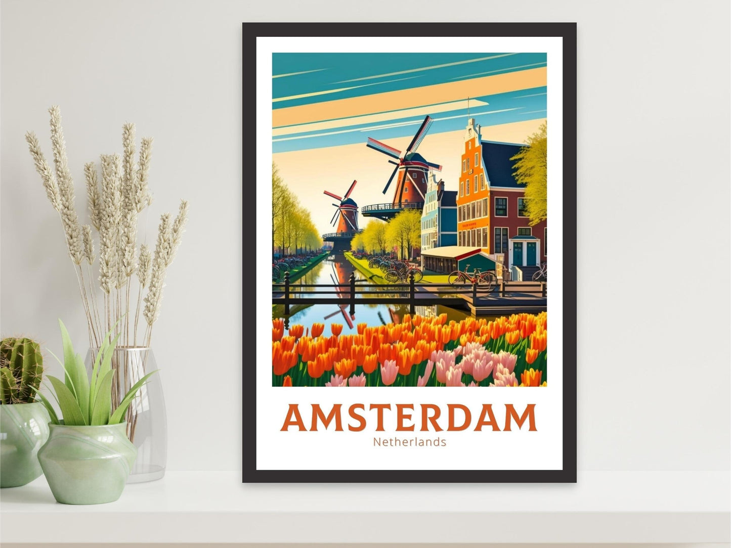 Amsterdam Poster | Amsterdam Travel Print | Amsterdam Illustration | Amsterdam Wall Art | Housewarming Gift | Amsterdam Poster | ID 126