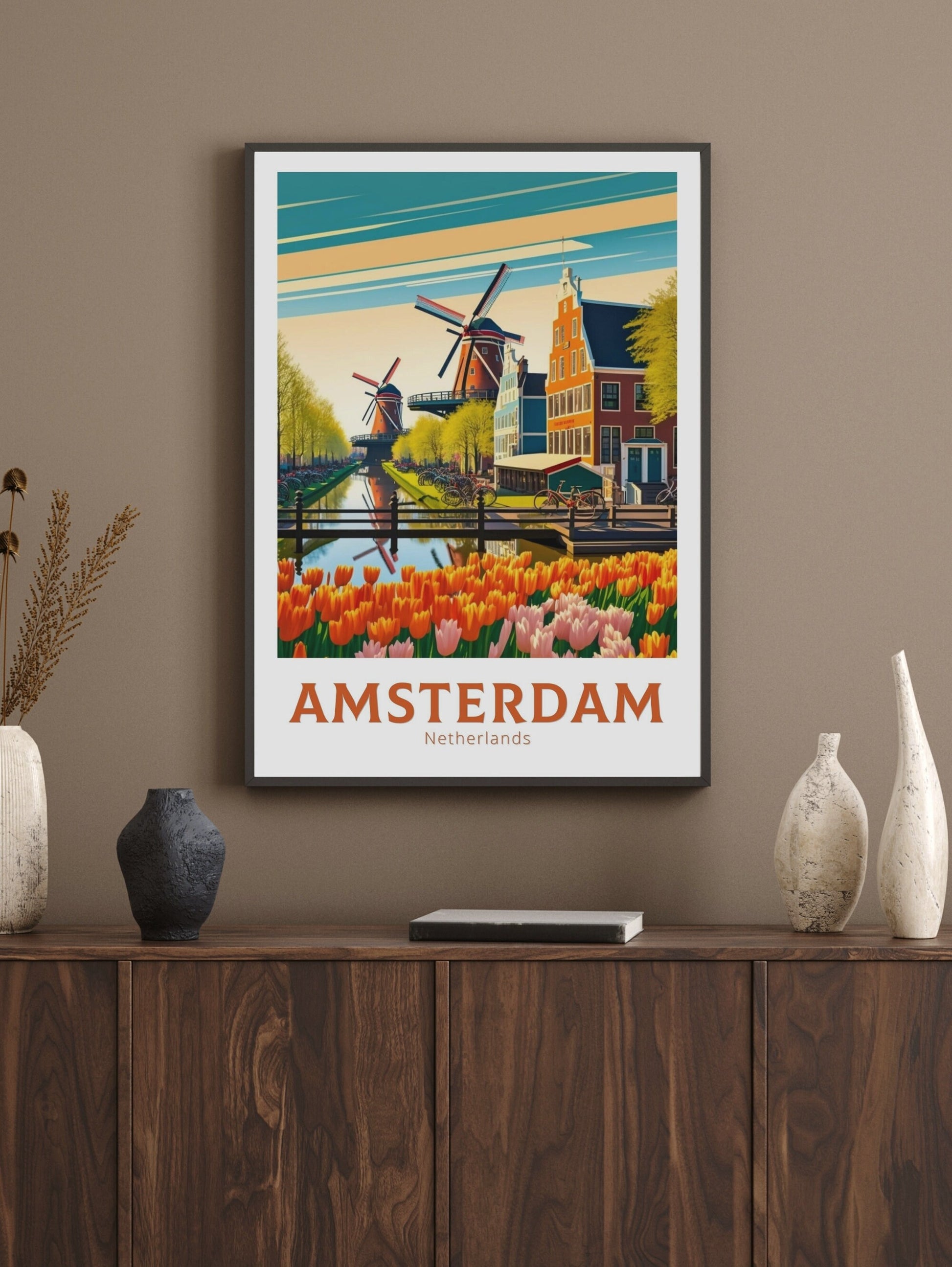 Amsterdam Poster | Amsterdam Travel Print | Amsterdam Illustration | Amsterdam Wall Art | Housewarming Gift | Amsterdam Poster | ID 126