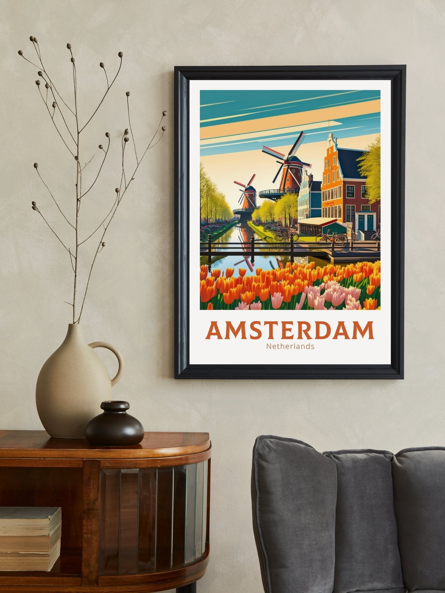 Amsterdam Poster | Amsterdam Travel Print | Amsterdam Illustration | Amsterdam Wall Art | Housewarming Gift | Amsterdam Poster | ID 126