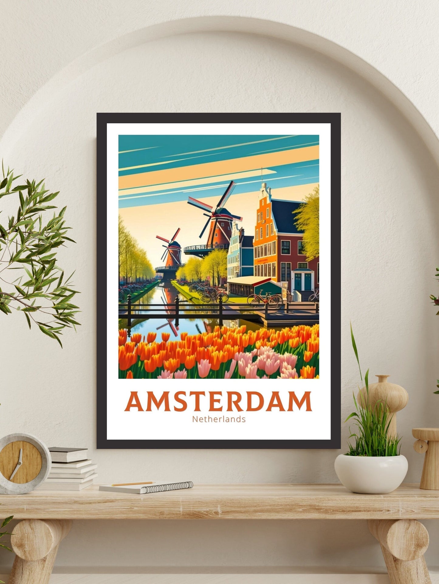 Amsterdam Poster | Amsterdam Travel Print | Amsterdam Illustration | Amsterdam Wall Art | Housewarming Gift | Amsterdam Poster | ID 126