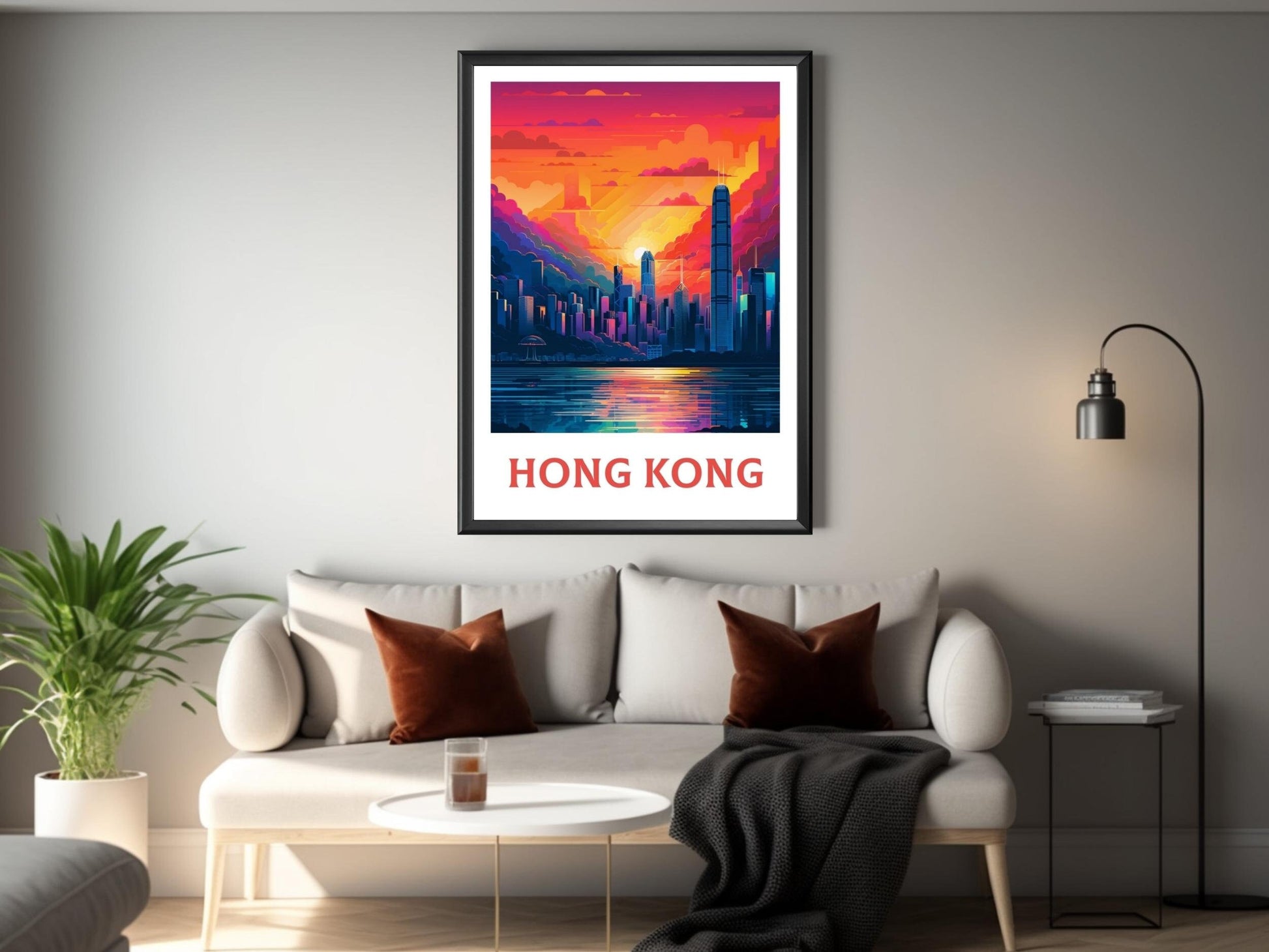 Hong Kong Travel Print | Hong Kong Illustration | Hong Kong skyline print | Hong Kong Poster | Hong Kong Wall Art | Asia Print | ID 128