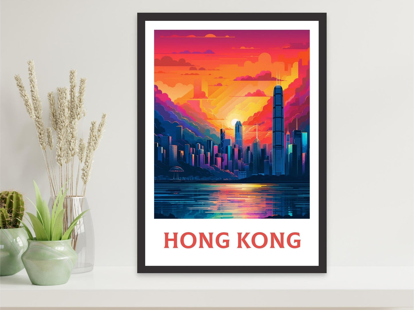 Hong Kong Travel Print | Hong Kong Illustration | Hong Kong skyline print | Hong Kong Poster | Hong Kong Wall Art | Asia Print | ID 128