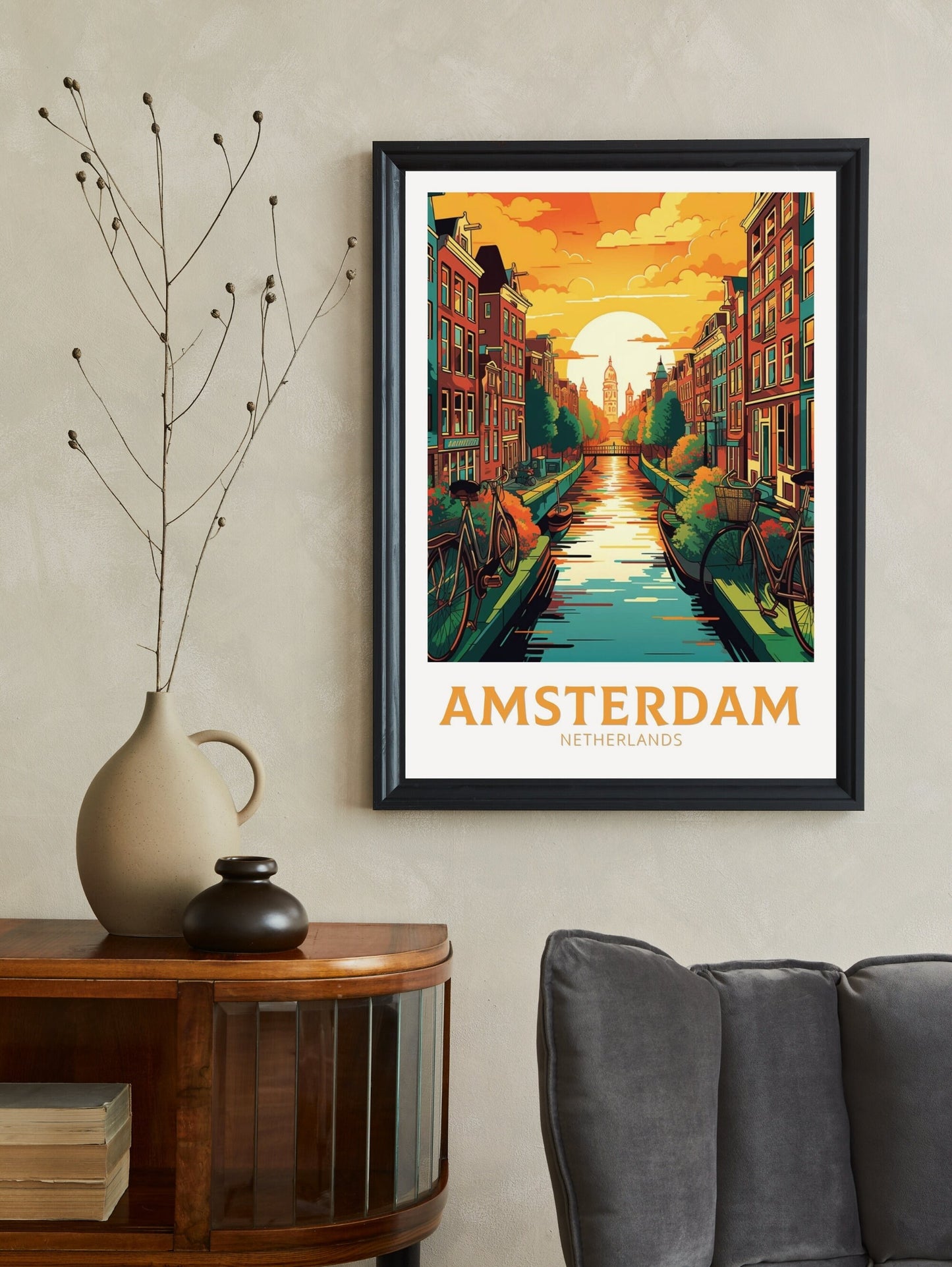 Amsterdam Poster | Amsterdam Travel Print | Amsterdam Wall Art | Netherlands Print | Amsterdam Home Decor | Amsterdam Poster | ID 131