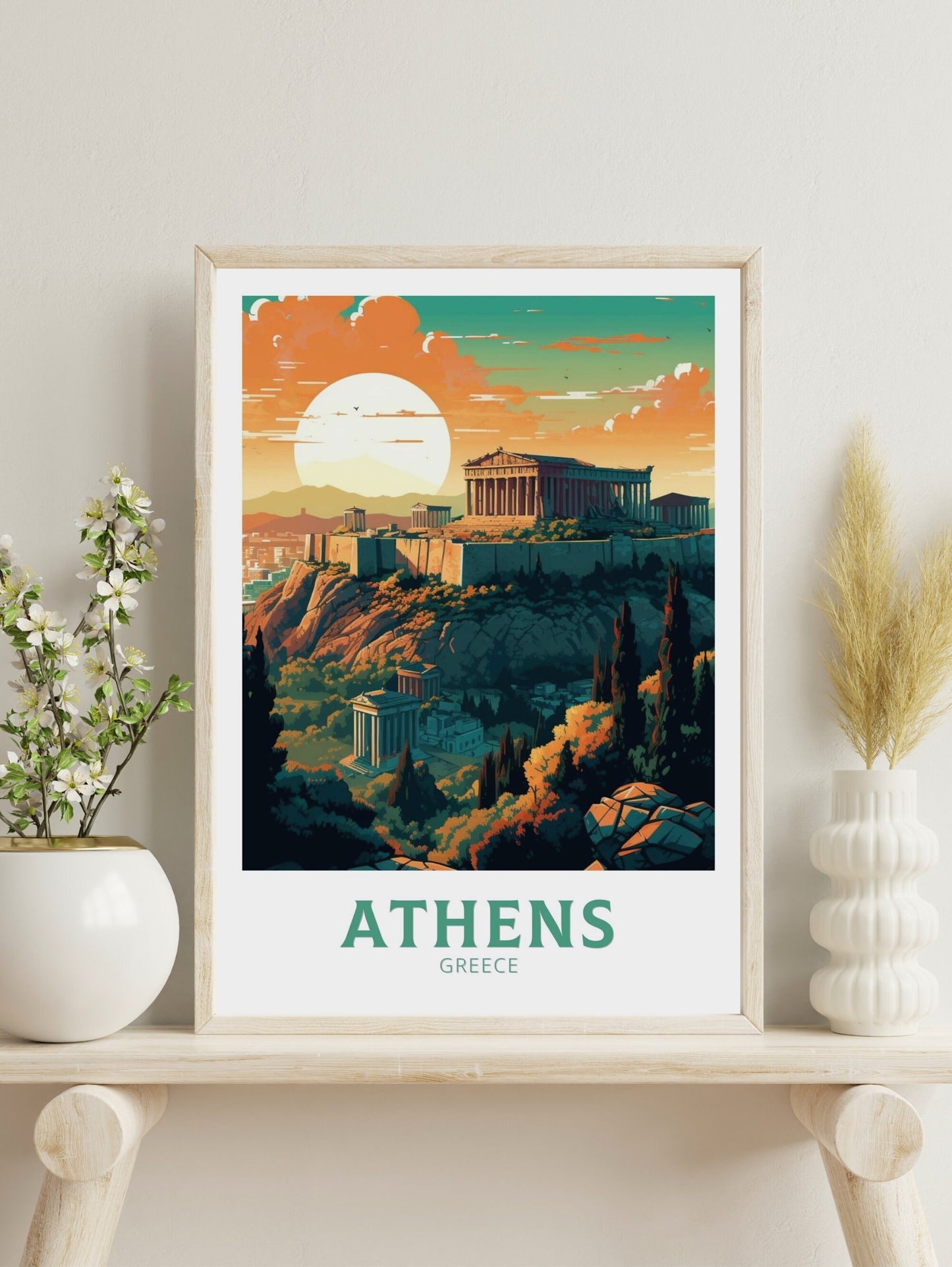 Athens Travel Poster | Athens Illustration | Acropolis | Athens Print | Greece Print | Greece Home Decor | Parthenon Poster | ID 133