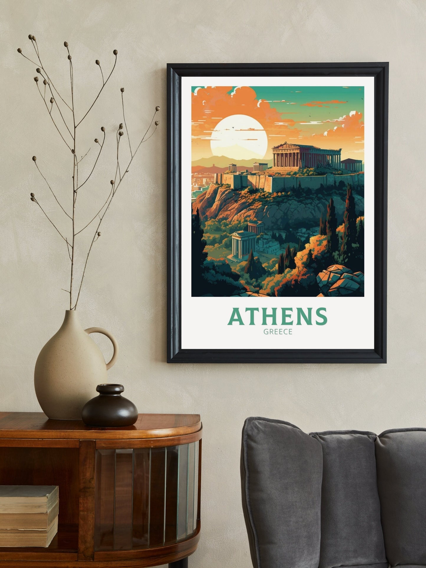 Athens Travel Poster | Athens Illustration | Acropolis | Athens Print | Greece Print | Greece Home Decor | Parthenon Poster | ID 133