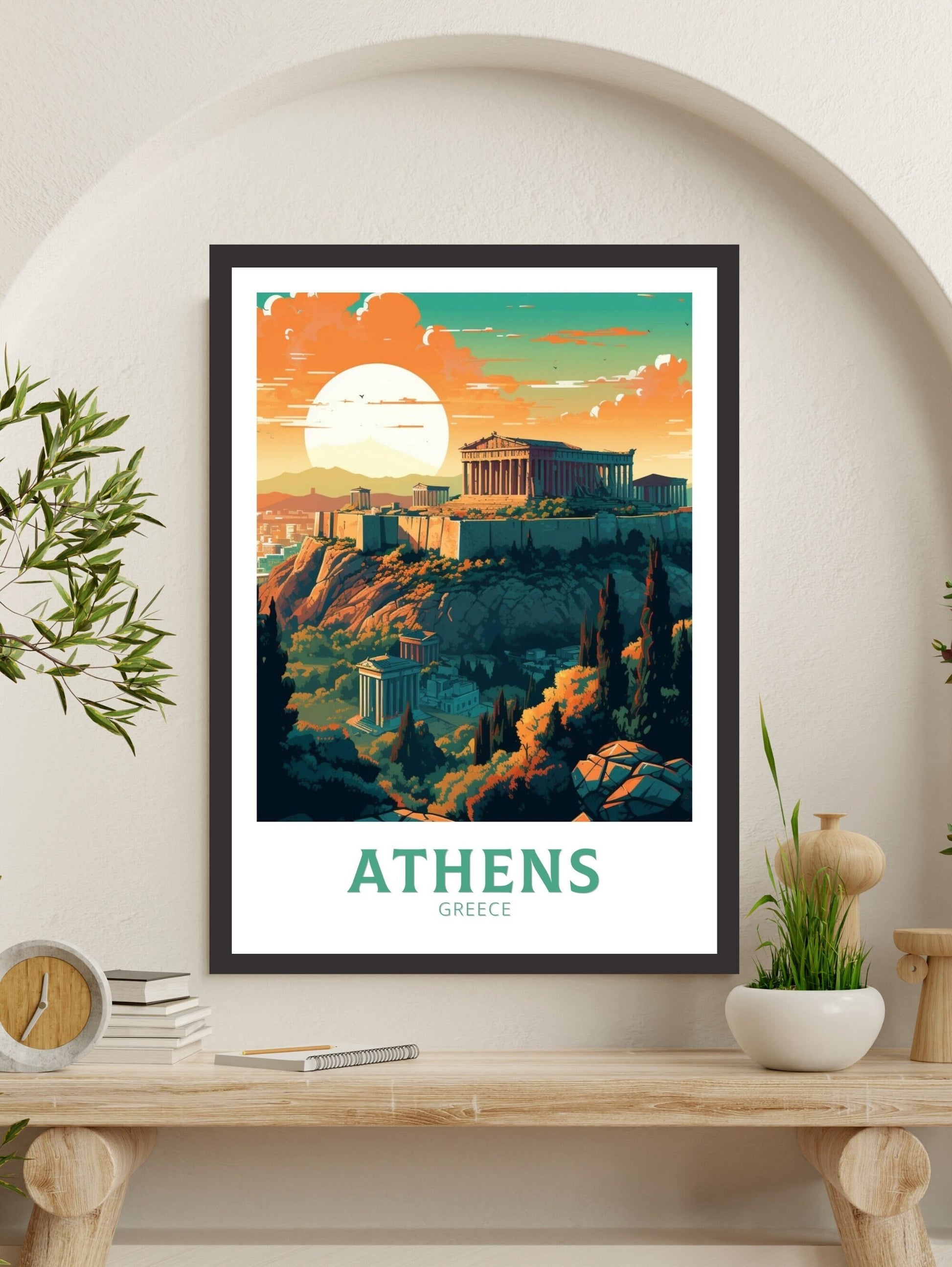 Athens Travel Poster | Athens Illustration | Acropolis | Athens Print | Greece Print | Greece Home Decor | Parthenon Poster | ID 133