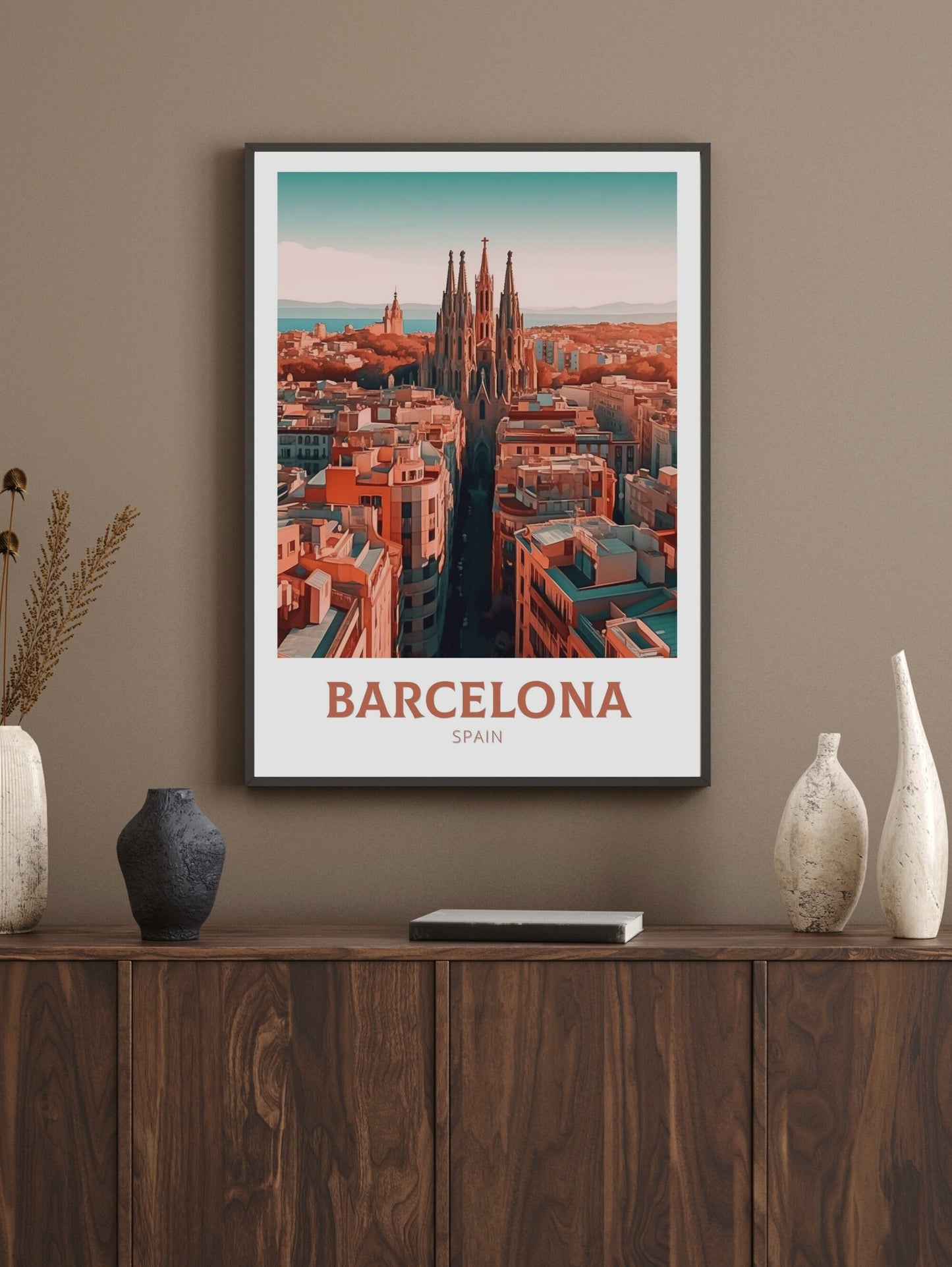 Barcelona Poster | Barcelona Travel Print | Barcelona Illustration | Barcelona Wall Art | Spain Print | Barcelona Spain Painting | ID 135