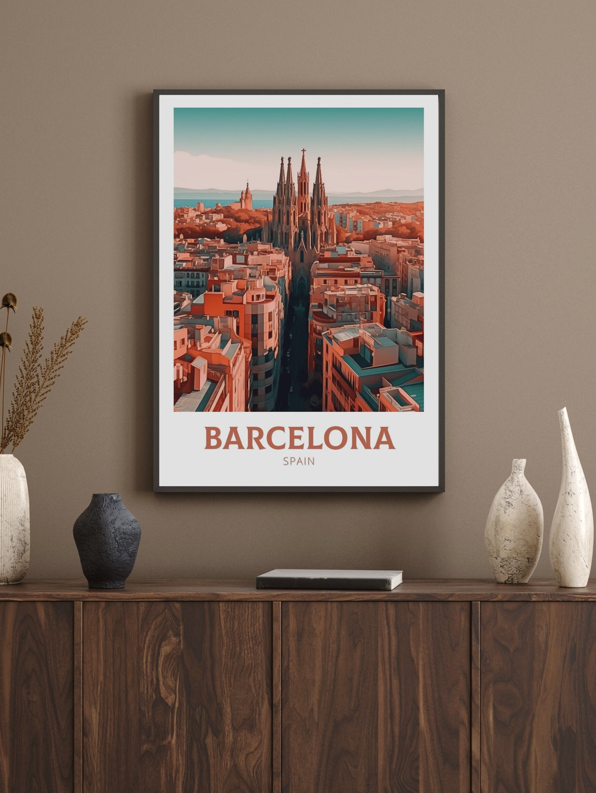 Barcelona Poster | Barcelona Travel Print | Barcelona Illustration | Barcelona Wall Art | Spain Print | Barcelona Spain Painting | ID 135