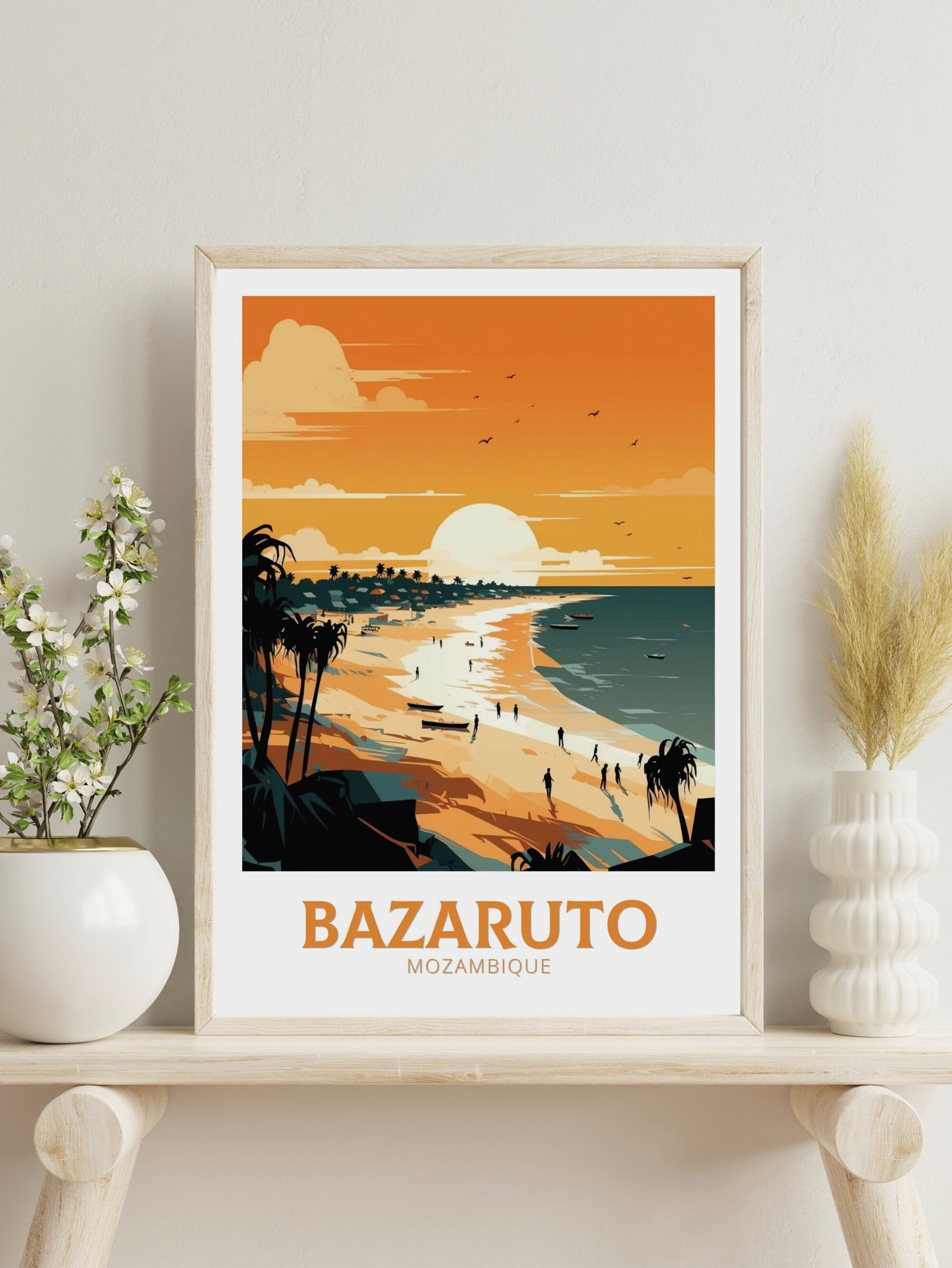 Bazaruto Island Travel Poster | Bazaruto Island Illustration | Mozambique Wall Art | Mozambique Poster | Mozambique Home Decor | ID 136