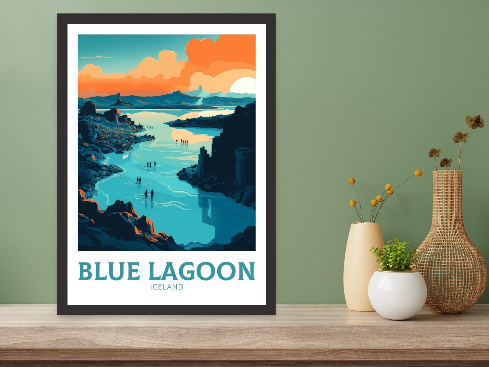 Blue Lagoon Travel Print| Blue Lagoon Poster | Blue Lagoon Artwork | Blue Lagoon Illustration | Blue Lagoon Wall Art | Home Decor ID 139