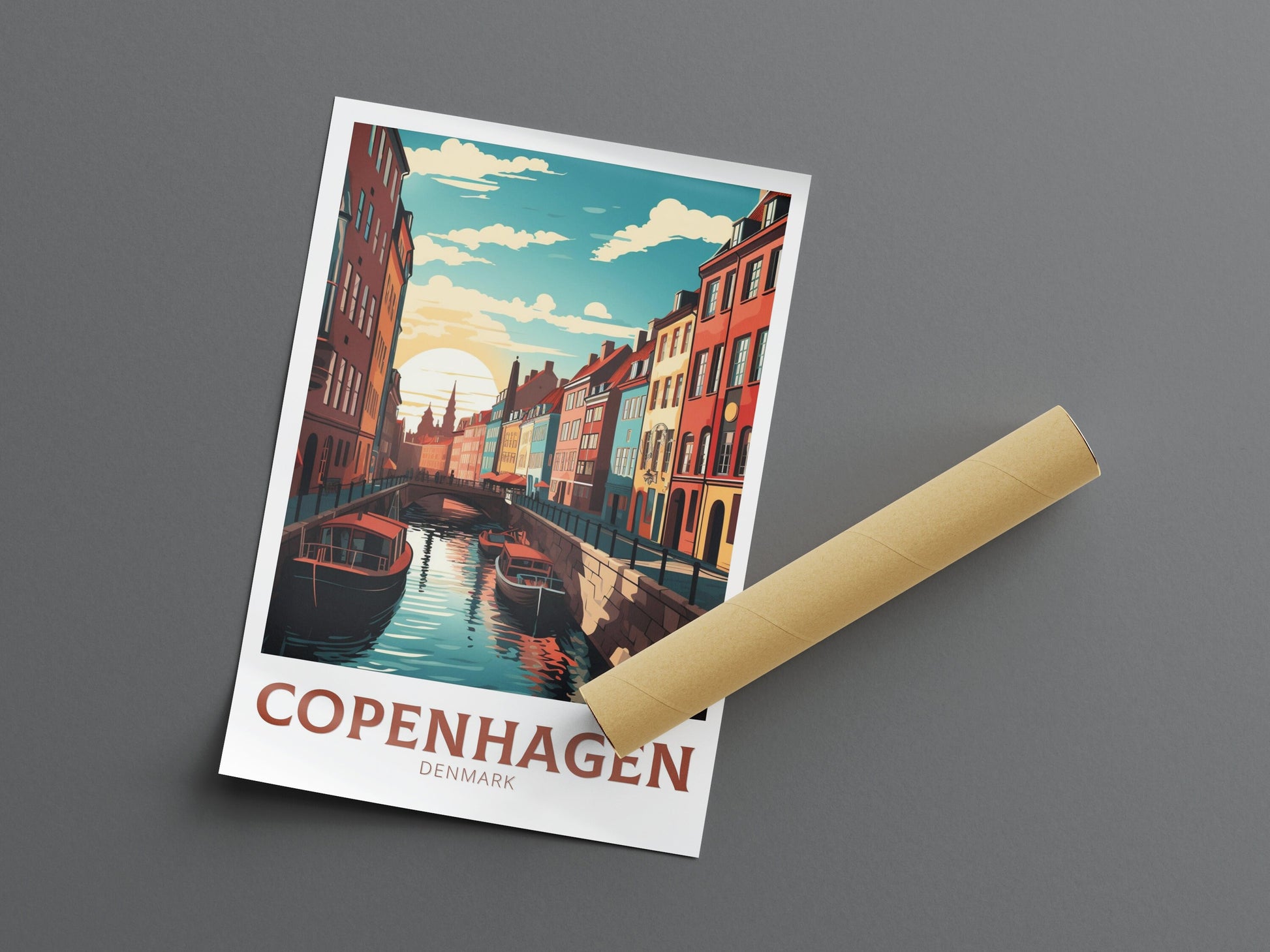 Copenhagen Travel Print | Copenhagen Poster | Copenhagen Illustration | Travel Print | Copenhagen Wall Art | City Poster Denmark | ID 142