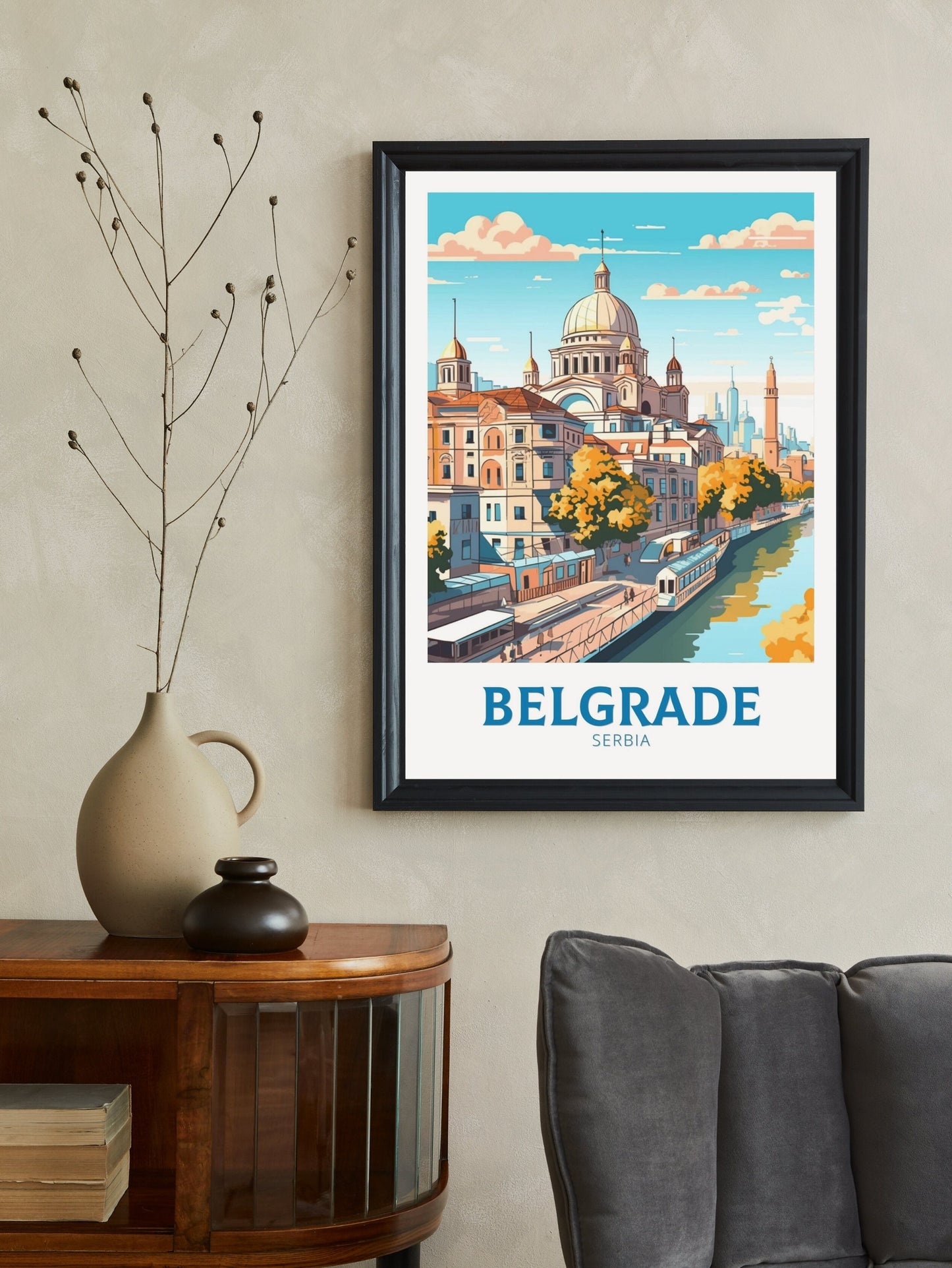 Belgrade Poster | Belgrade Print| Belgrade Illustration | Belgrade Painting | Belgrade Wall Art | Belgrade Minimalist Landscape | ID 140