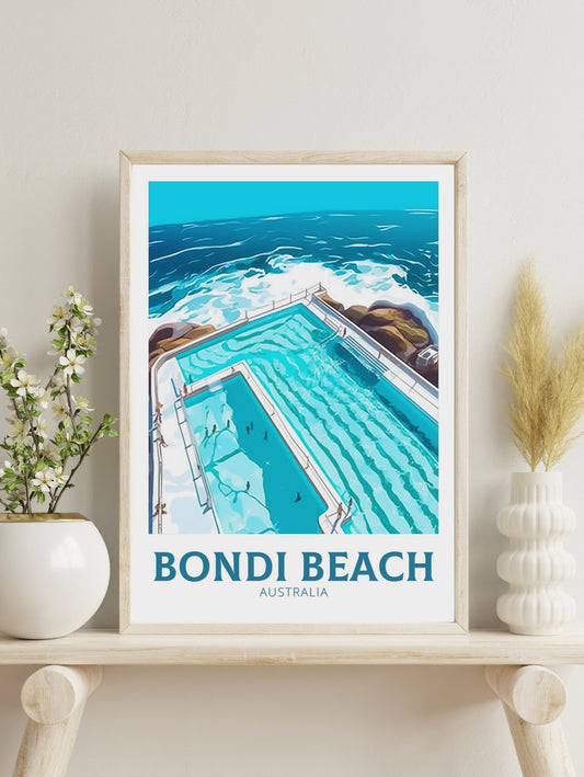 Bondi Beach Poster | Bondi Beach Print | Bondi Beach Pools | Australia Print | Australia Wall Art | Australia Poster | ID 143