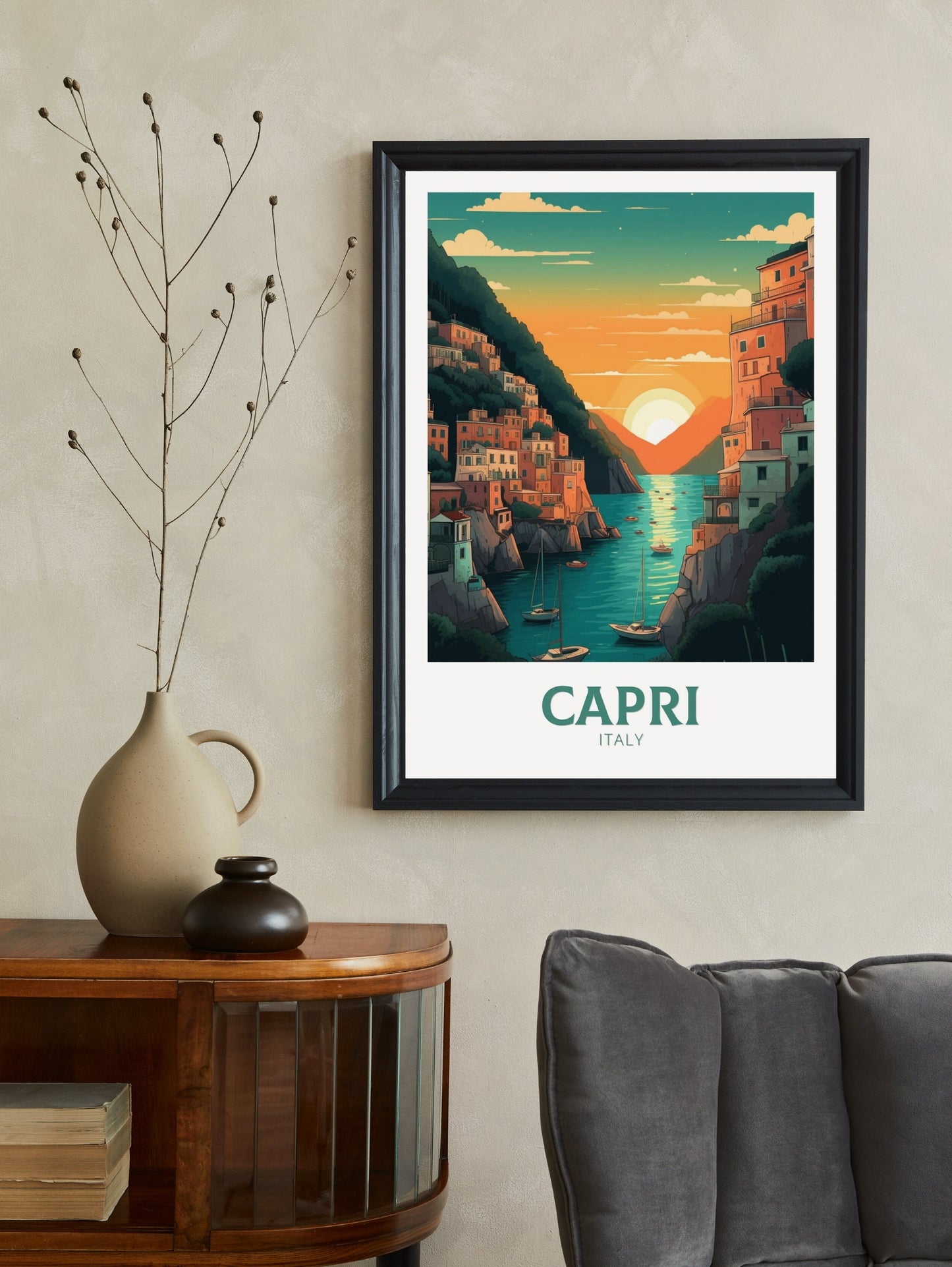 Capri Print | Capri Poster | Capri Island | Capri Illustration | Capri Italy | Capri Artwork | Capri Wall Art | Italy Home Decor | ID 149